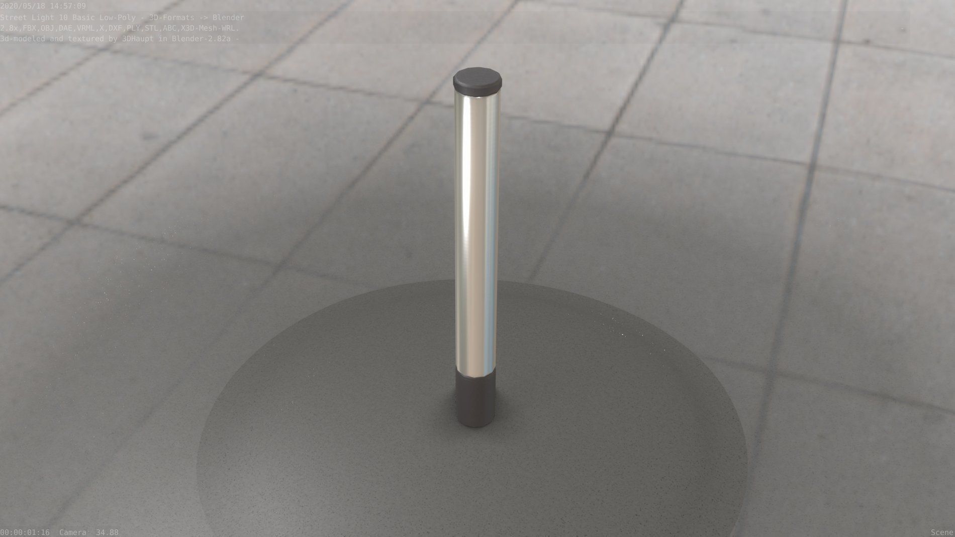 Street Light 10 Basic Low-Poly 180mm Low-poly 3D model_41