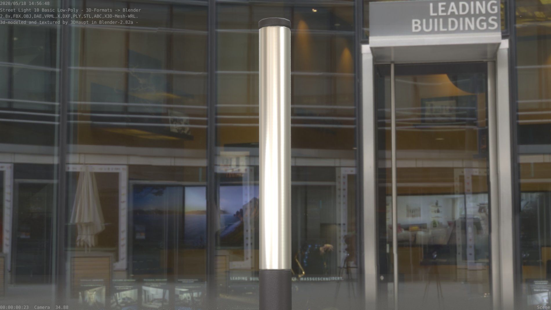 Street Light 10 Basic Low-Poly 180mm Low-poly 3D model_24