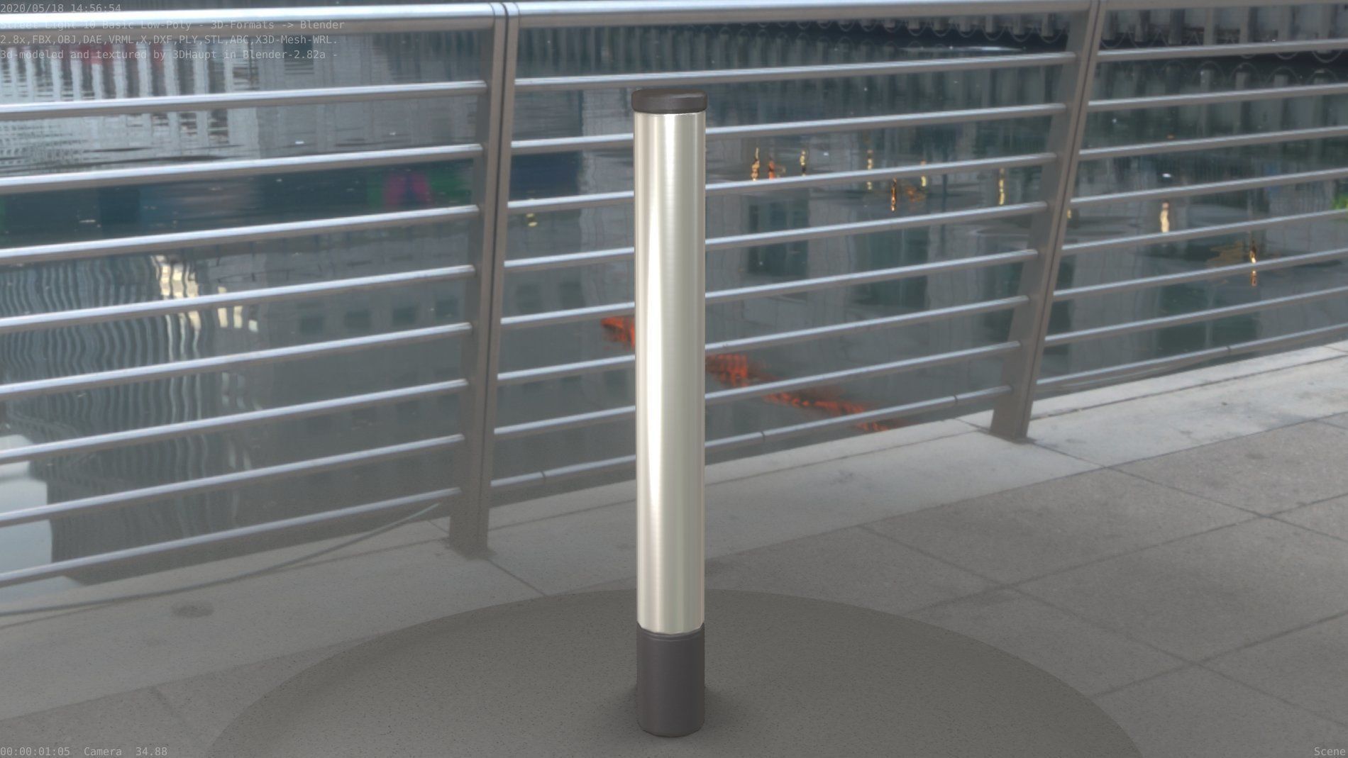 Street Light 10 Basic Low-Poly 180mm Low-poly 3D model_30