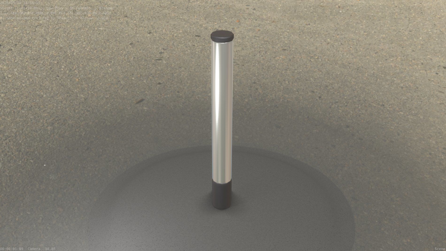 Street Light 10 Basic Low-Poly 180mm Low-poly 3D model_34