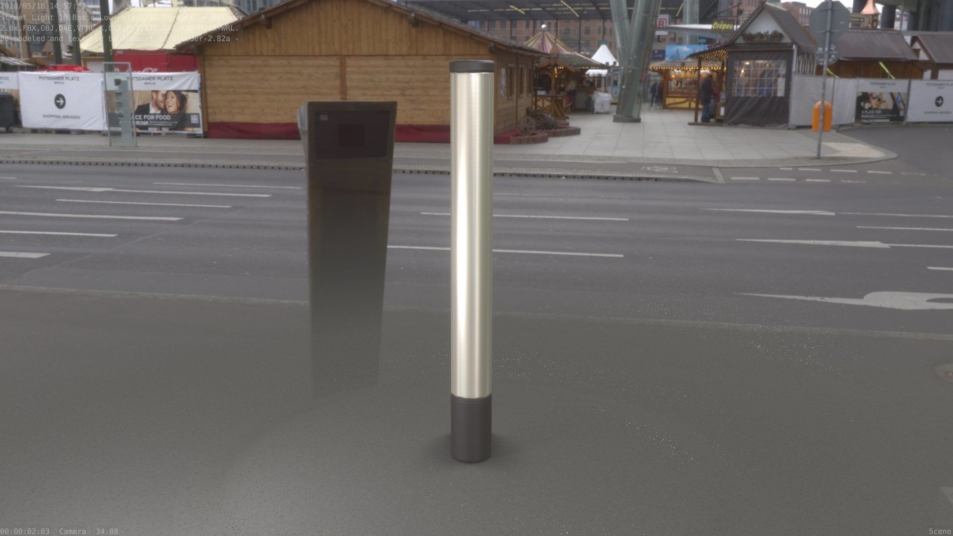 Street Light 10 Basic Low-Poly 180mm Low-poly 3D model_52