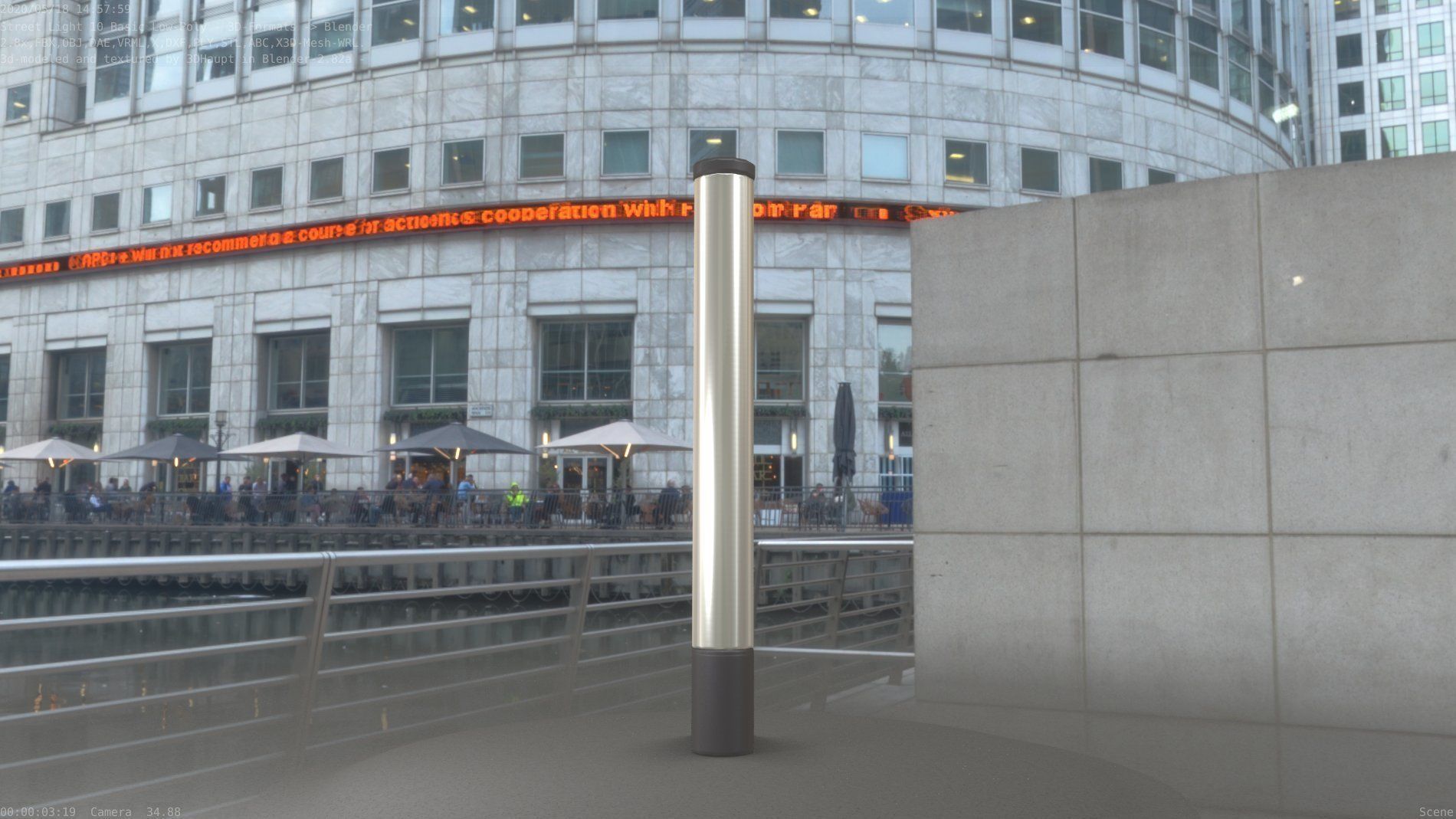 Street Light 10 Basic Low-Poly 180mm Low-poly 3D model_91