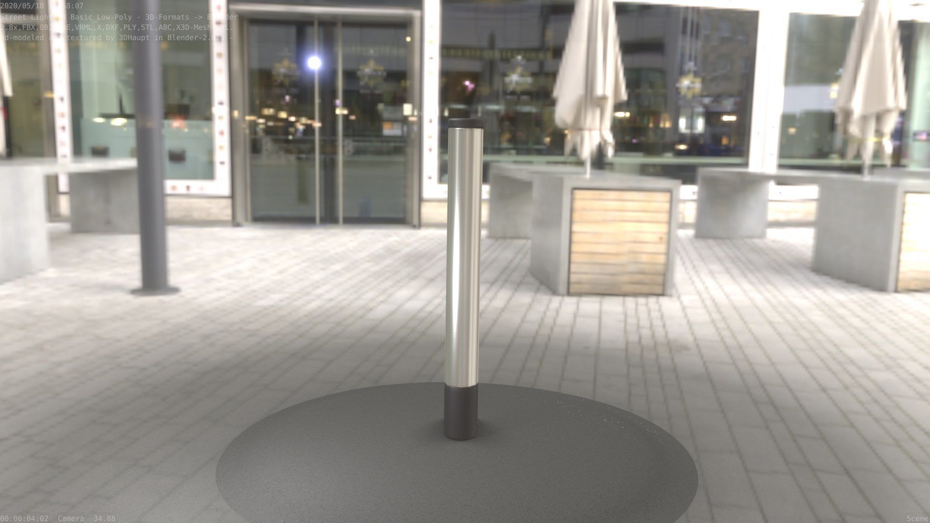 Street Light 10 Basic Low-Poly 180mm Low-poly 3D model_98