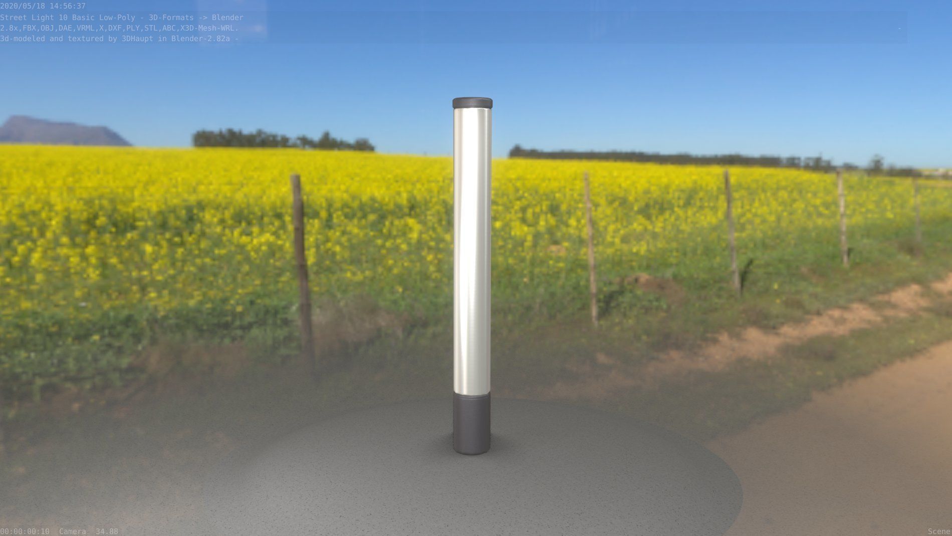 Street Light 10 Basic Low-Poly 180mm Low-poly 3D model_12