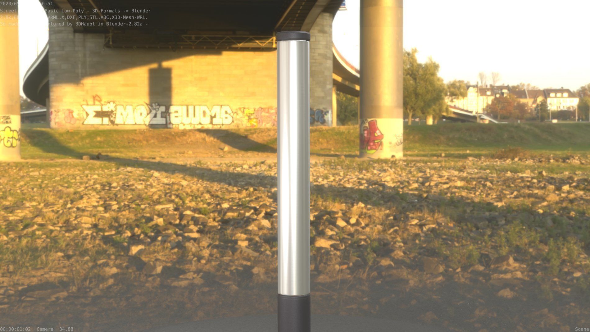 Street Light 10 Basic Low-Poly 180mm Low-poly 3D model_27
