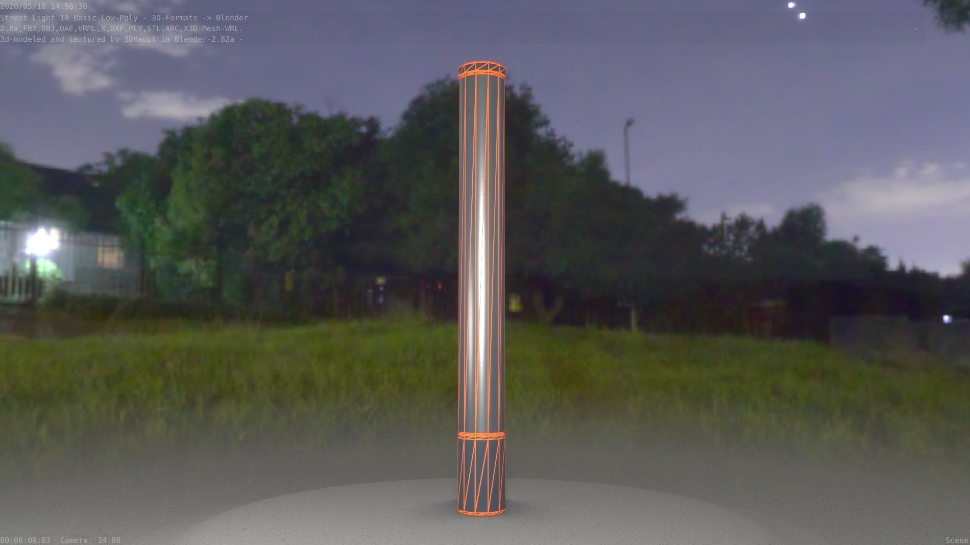 Street Light 10 Basic Low-Poly 180mm Low-poly 3D model_5