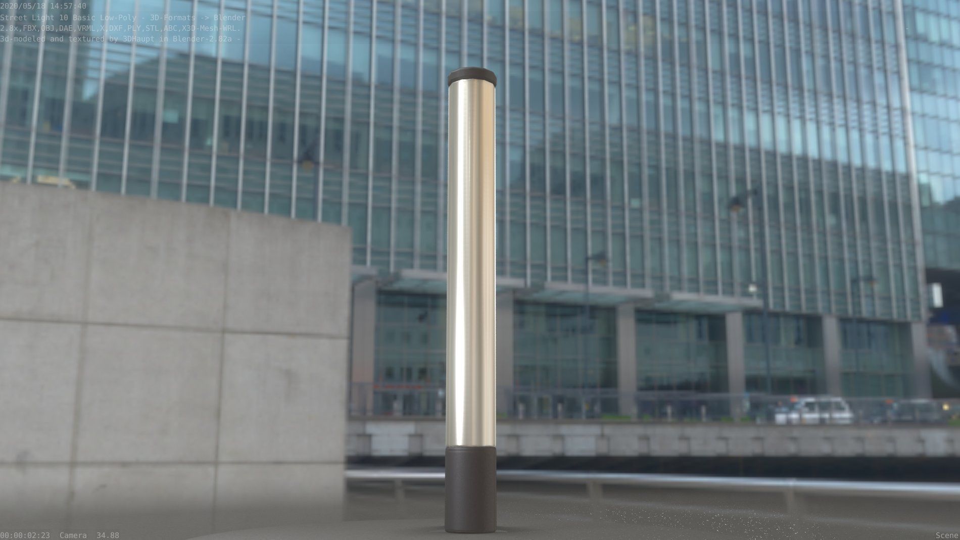 Street Light 10 Basic Low-Poly 180mm Low-poly 3D model_71