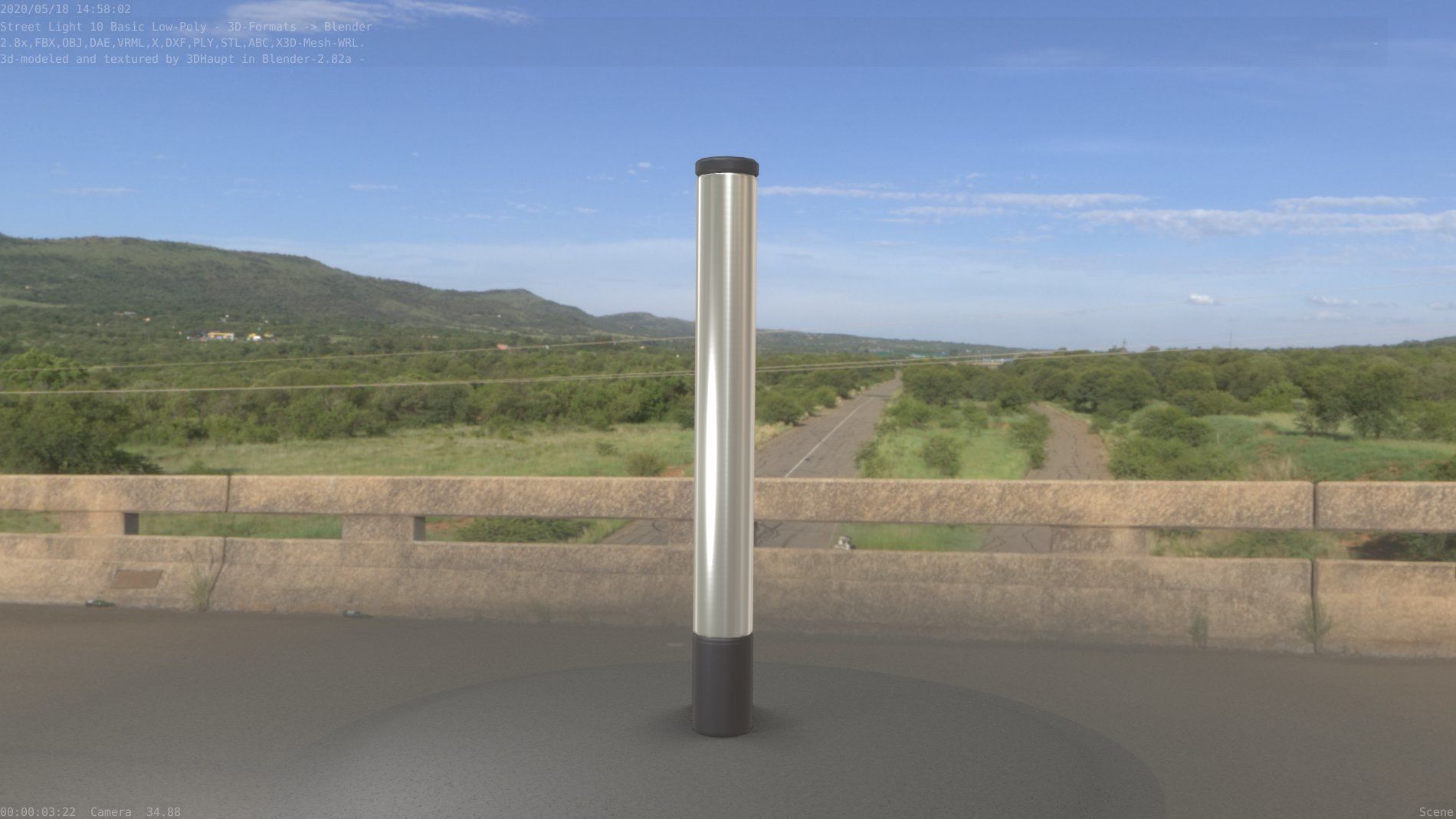 Street Light 10 Basic Low-Poly 180mm Low-poly 3D model_94