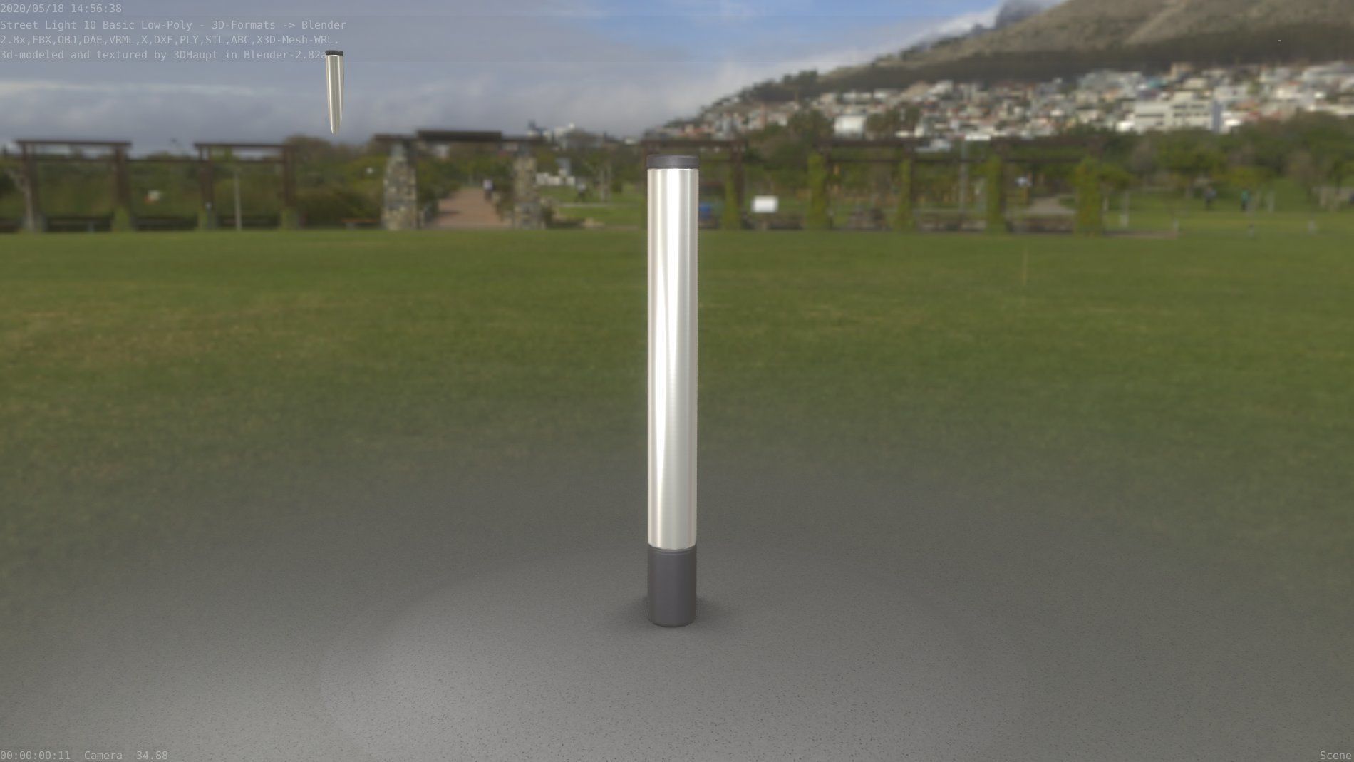 Street Light 10 Basic Low-Poly 180mm Low-poly 3D model_13