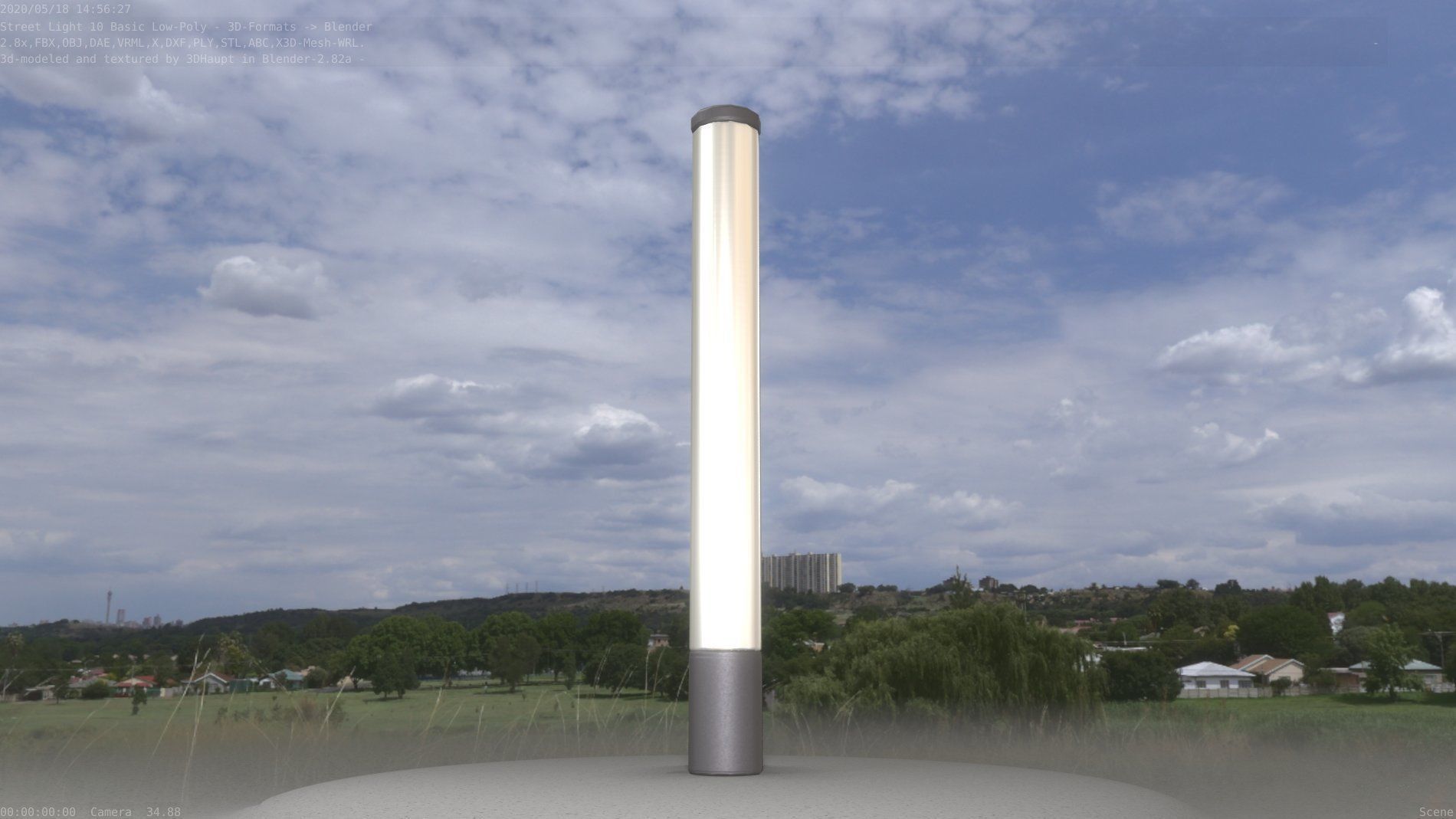 Street Light 10 Basic Low-Poly 180mm Low-poly 3D model_3