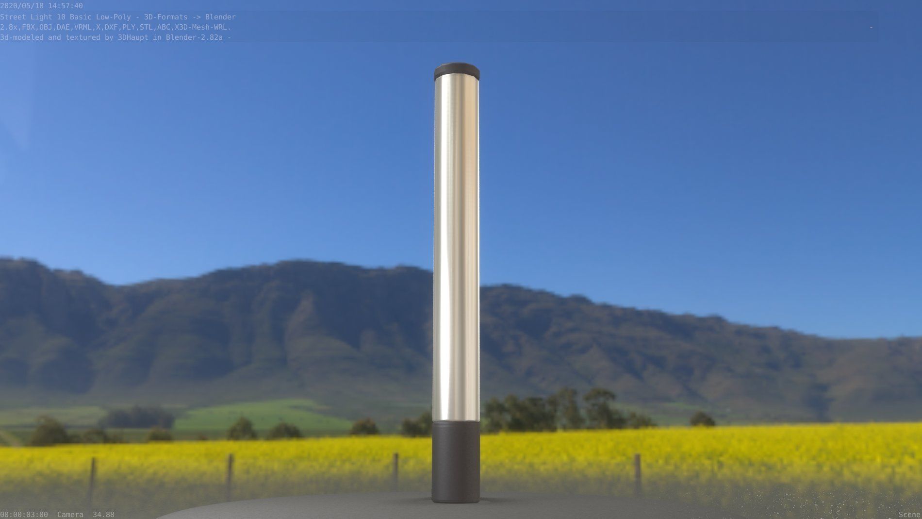 Street Light 10 Basic Low-Poly 180mm Low-poly 3D model_72