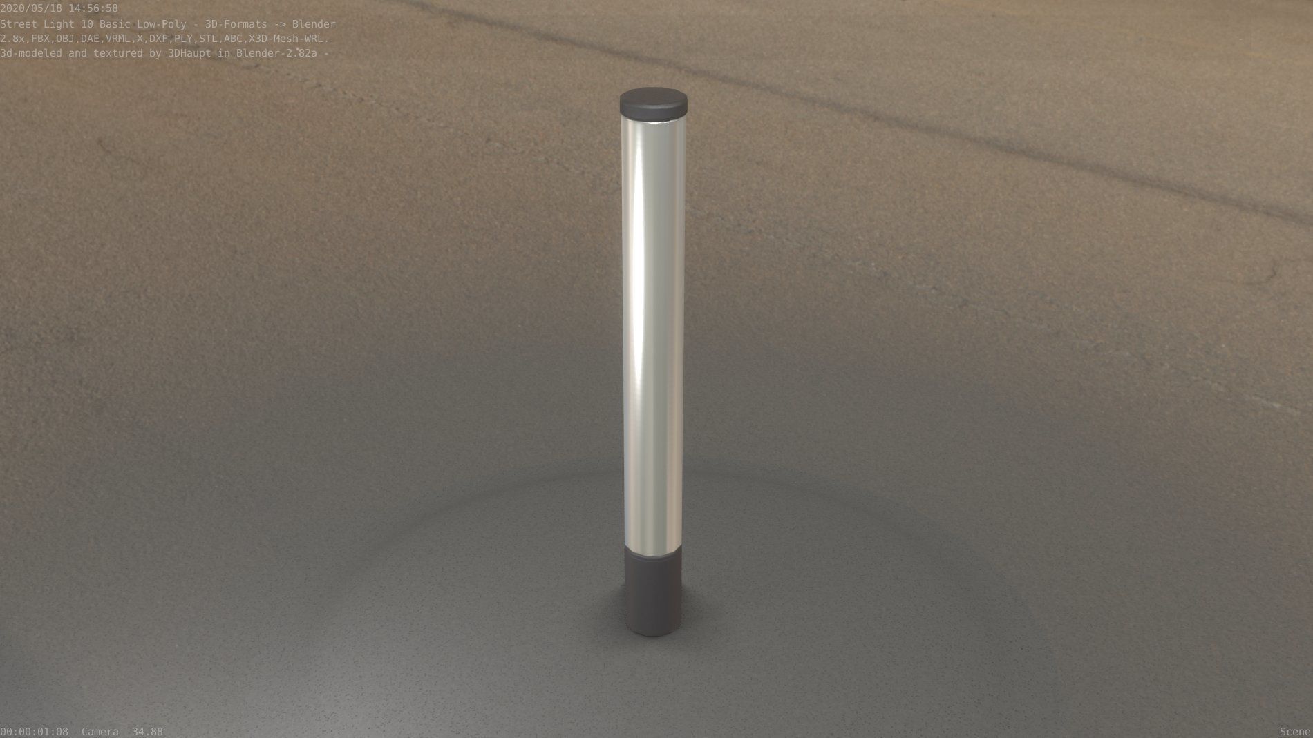 Street Light 10 Basic Low-Poly 180mm Low-poly 3D model_33