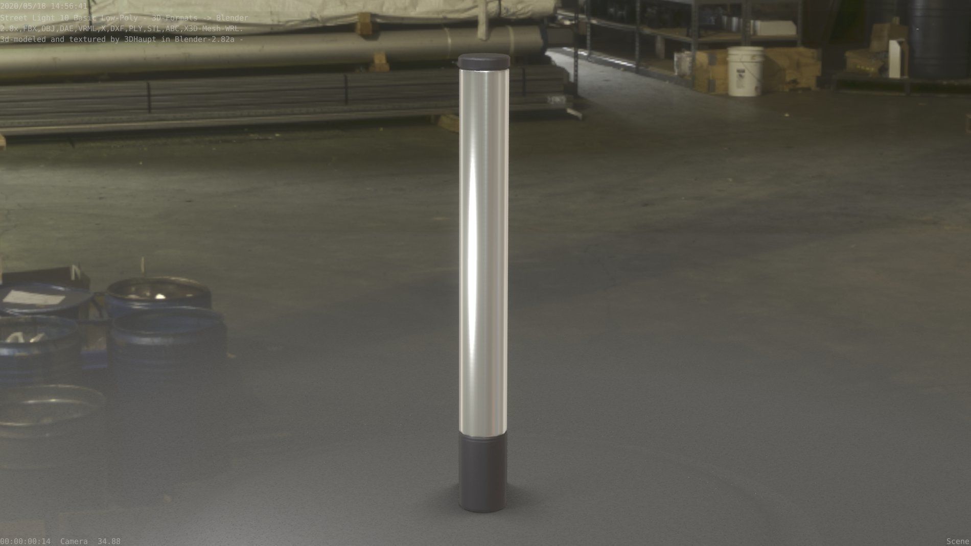 Street Light 10 Basic Low-Poly 180mm Low-poly 3D model_15