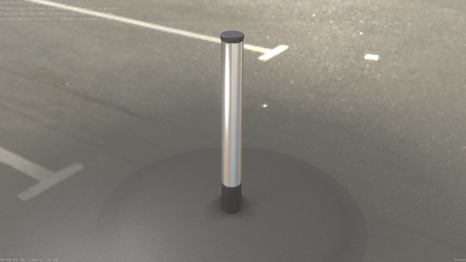 Street Light 10 Basic Low-Poly 180mm Low-poly 3D model_45