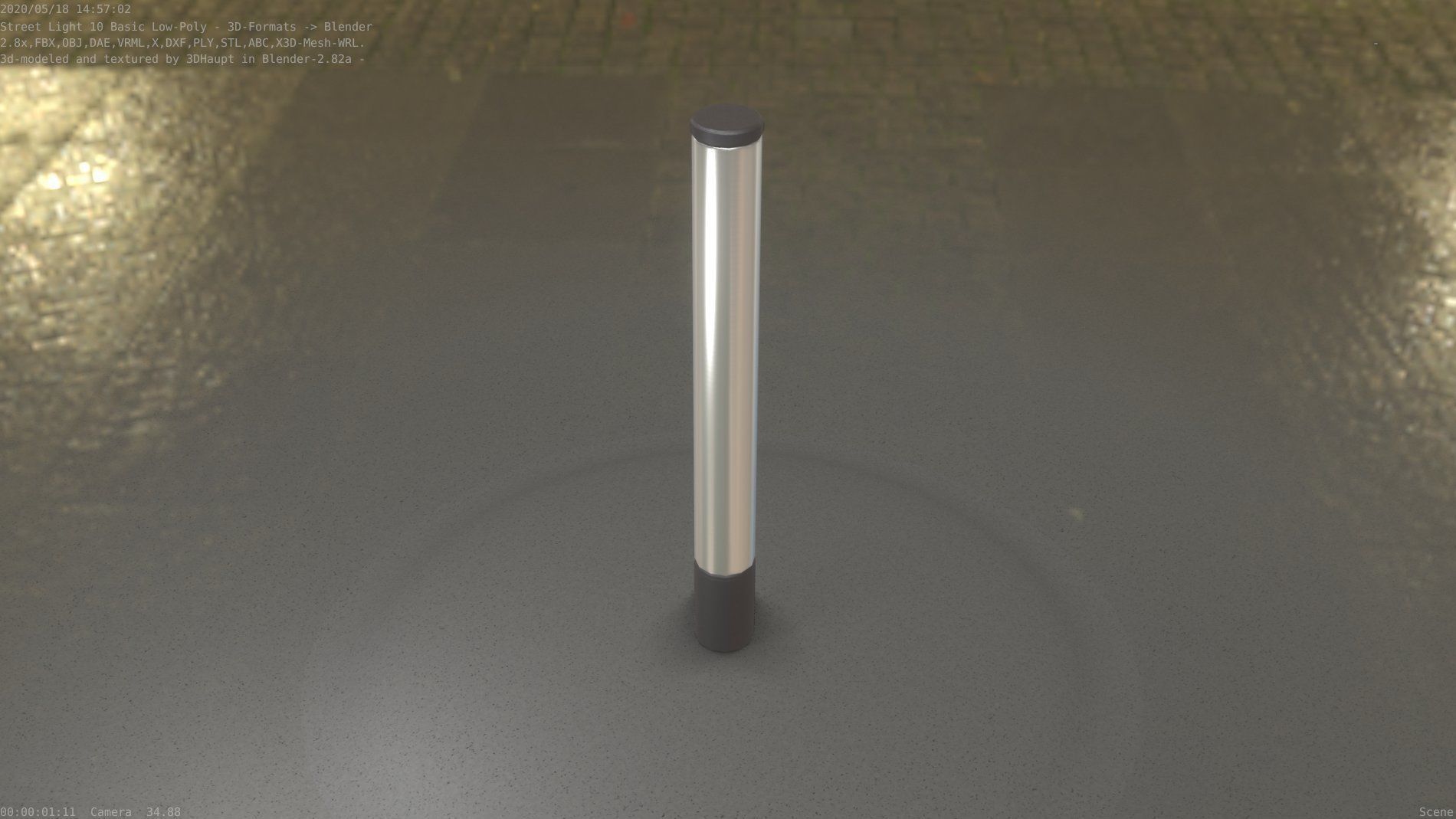 Street Light 10 Basic Low-Poly 180mm Low-poly 3D model_36