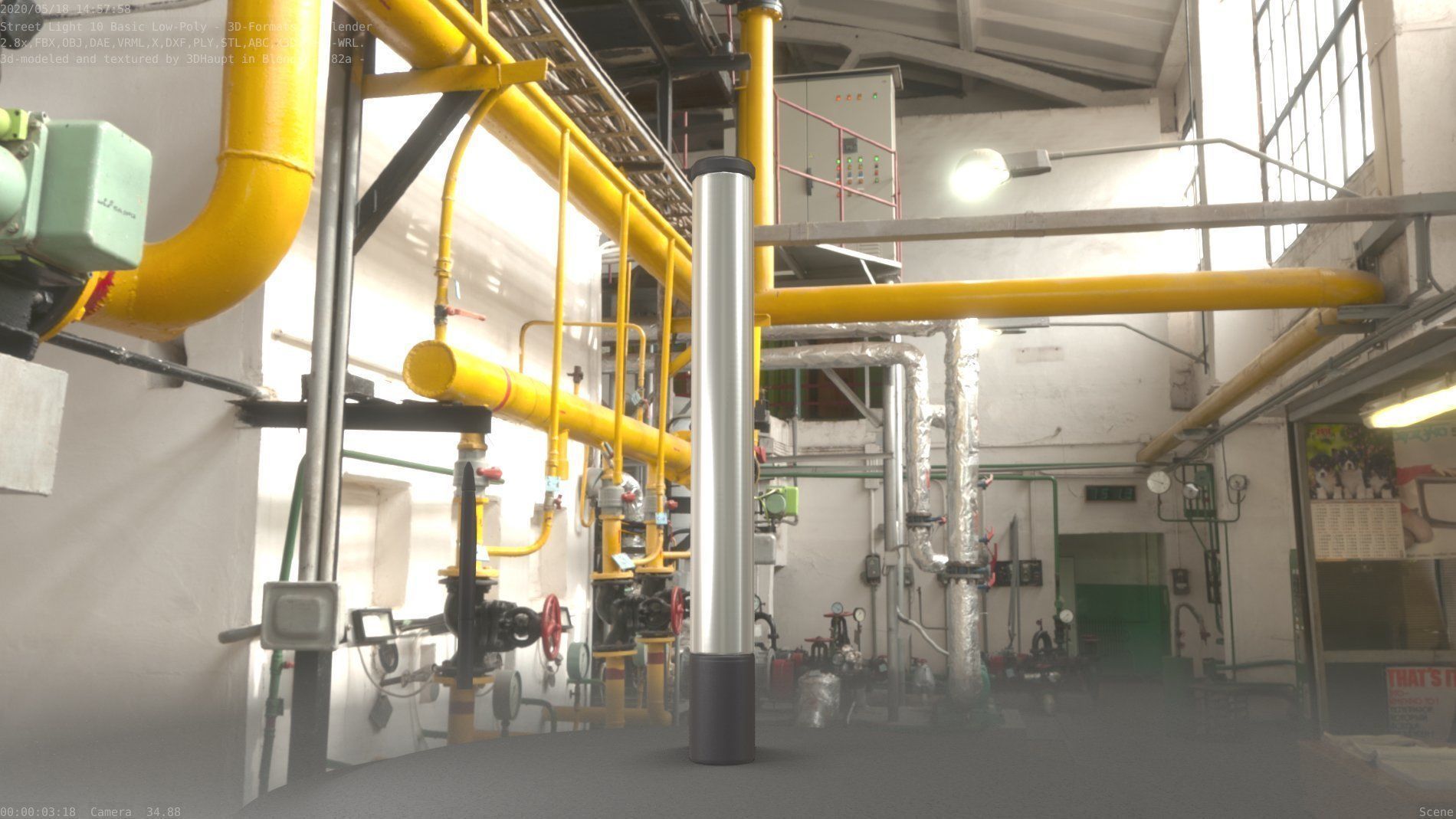 Street Light 10 Basic Low-Poly 180mm Low-poly 3D model_90