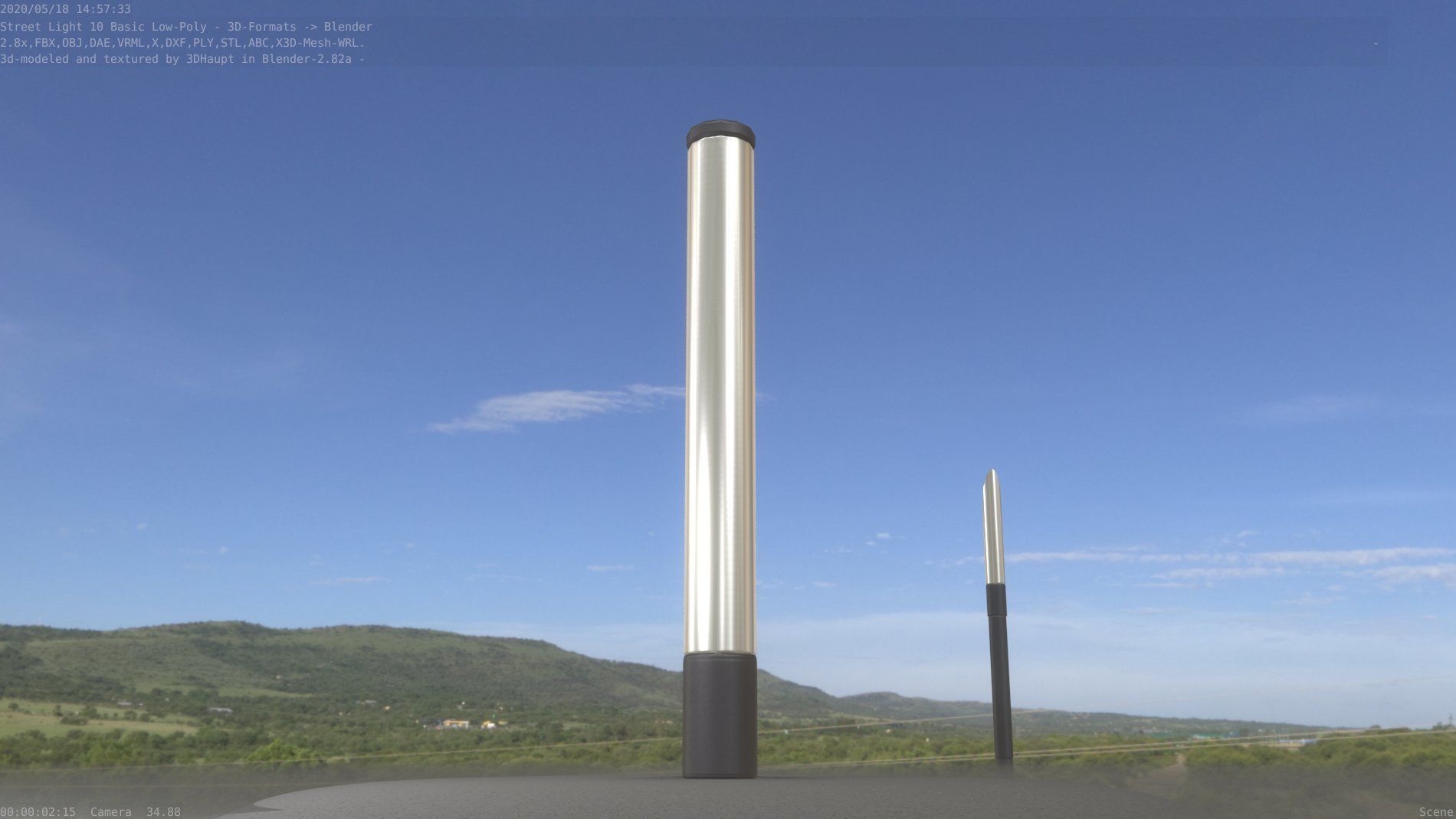Street Light 10 Basic Low-Poly 180mm Low-poly 3D model_63