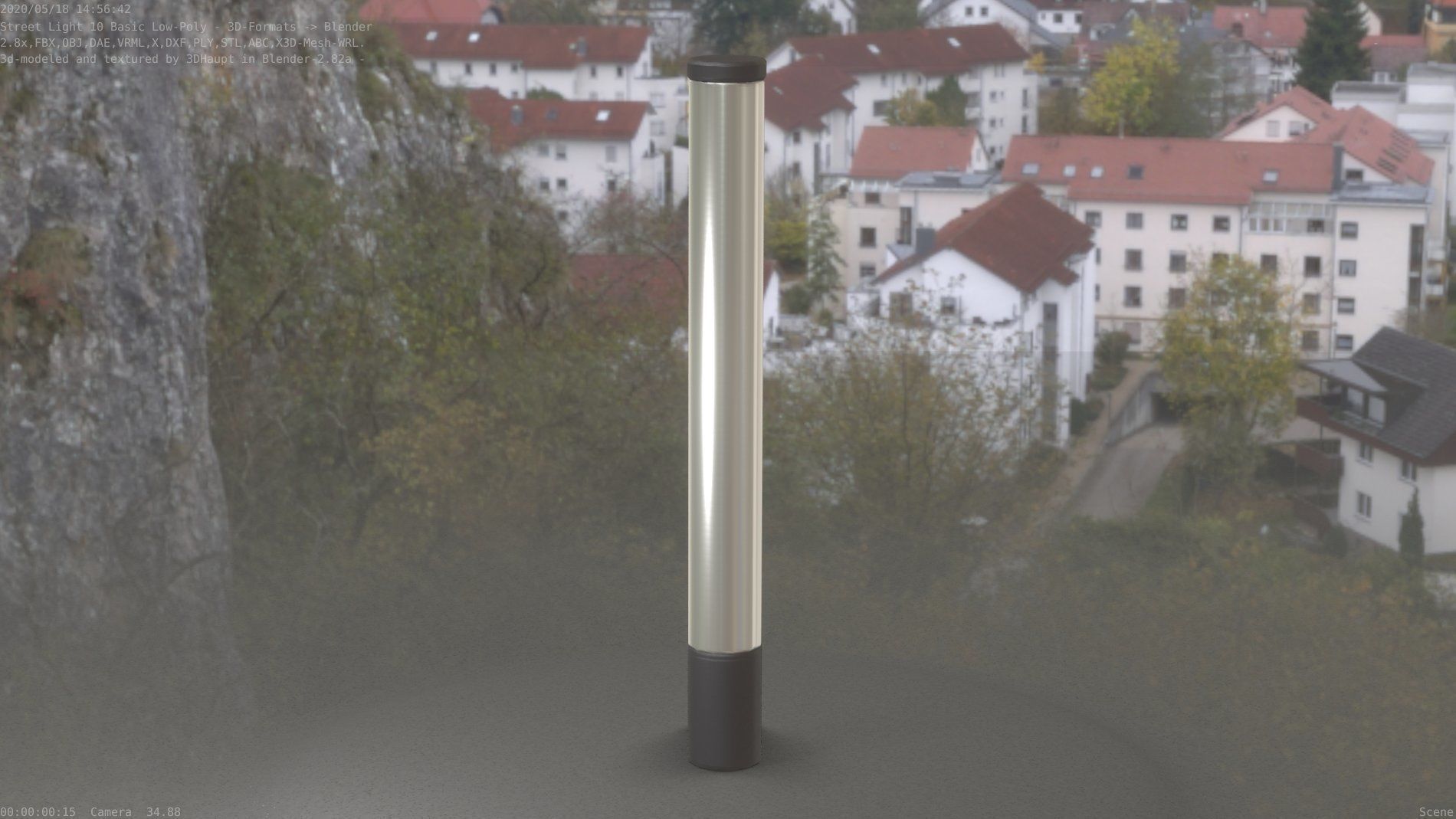 Street Light 10 Basic Low-Poly 180mm Low-poly 3D model_16