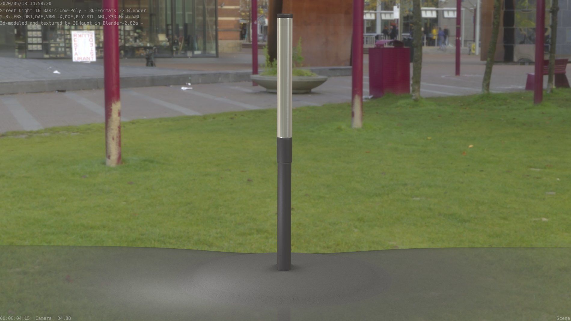 Street Light 10 Basic Low-Poly 315mm  Low-poly 3D model_2