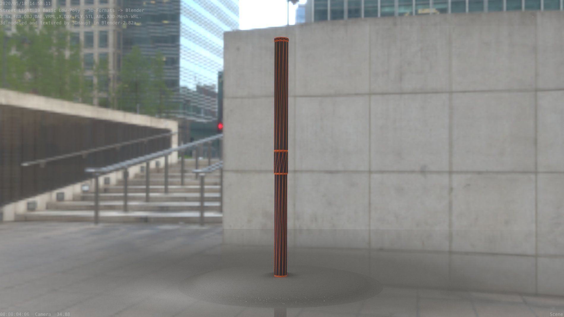 Street Light 10 Basic Low-Poly 315mm  Low-poly 3D model_5