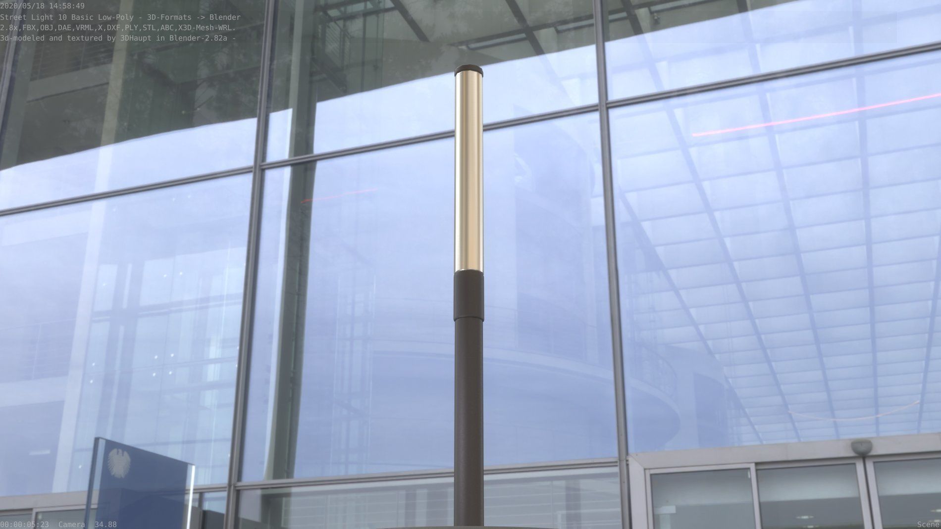 Street Light 10 Basic Low-Poly 315mm  Low-poly 3D model_43