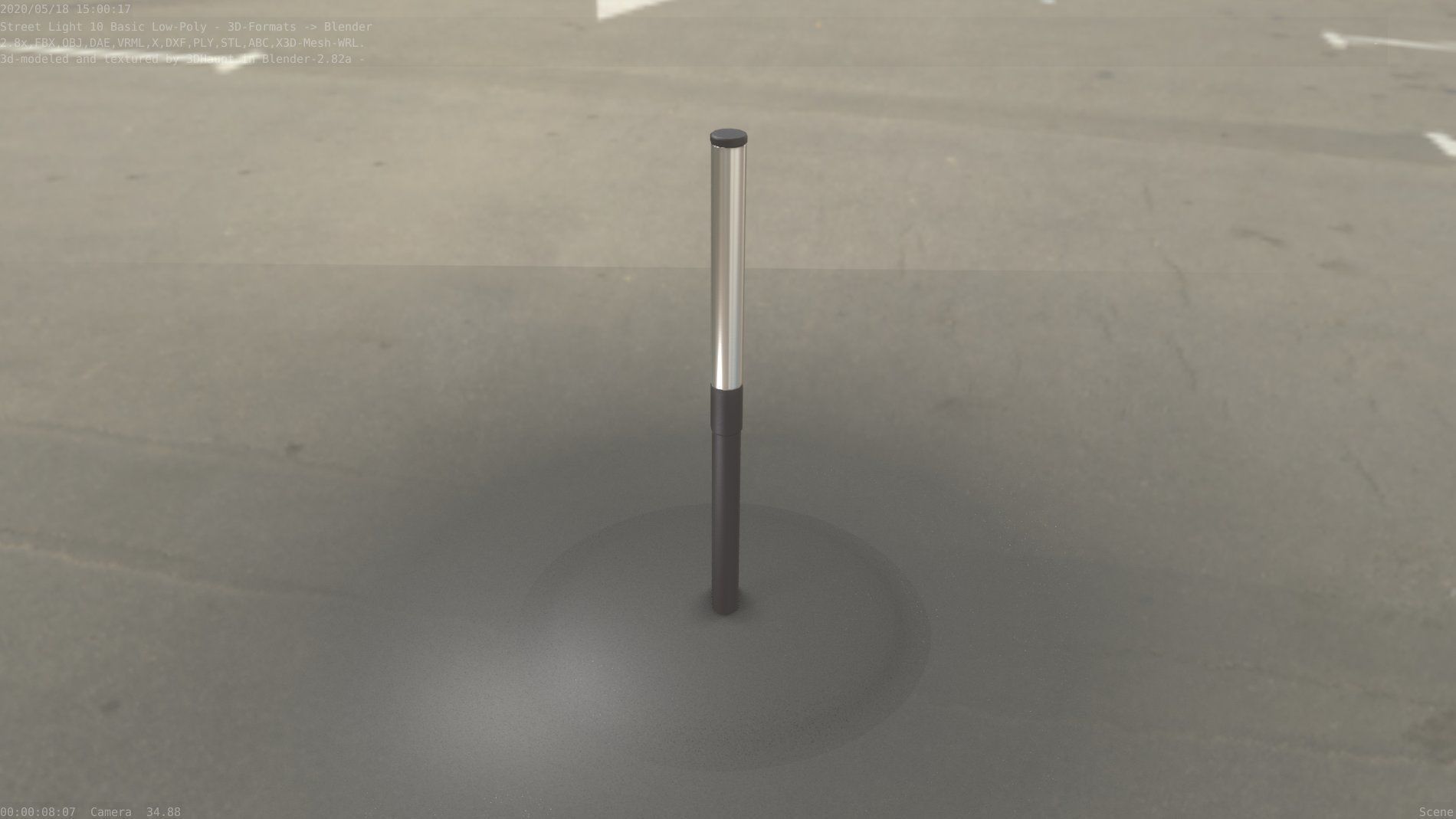 Street Light 10 Basic Low-Poly 315mm  Low-poly 3D model_100