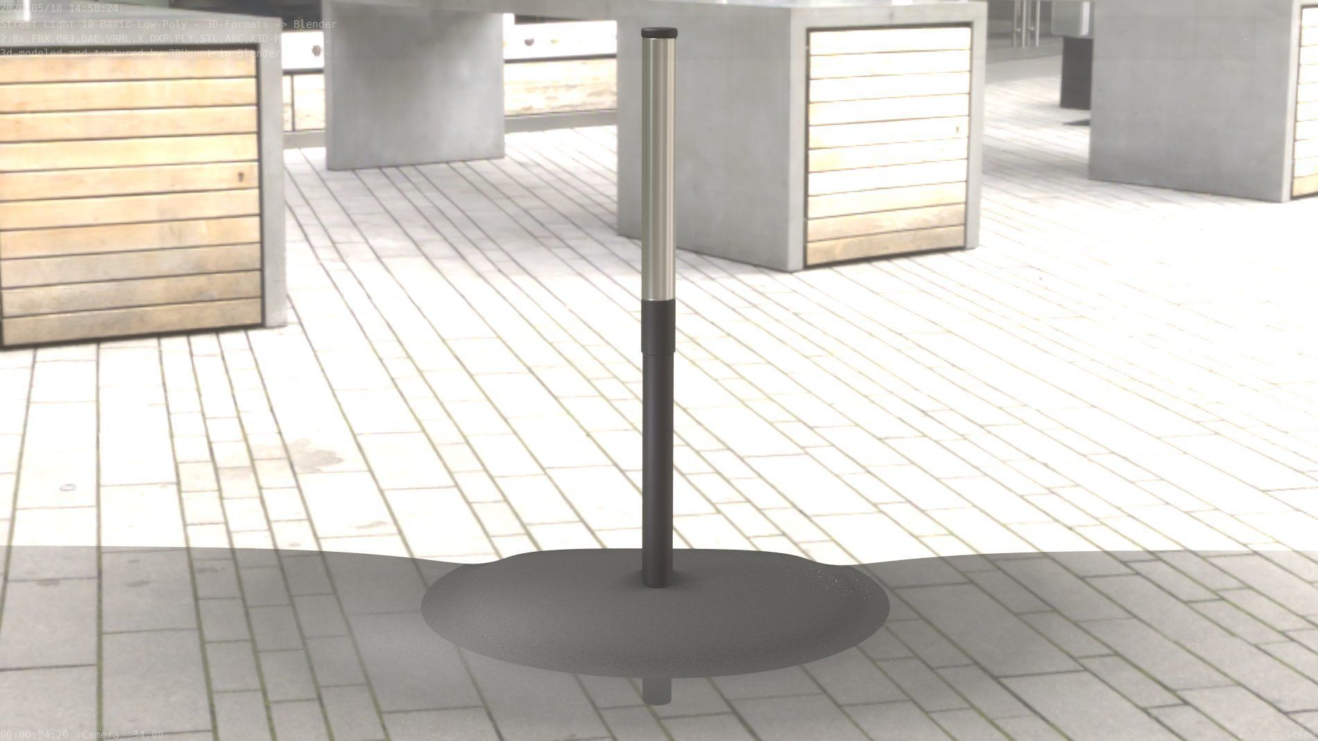 Street Light 10 Basic Low-Poly 315mm  Low-poly 3D model_17