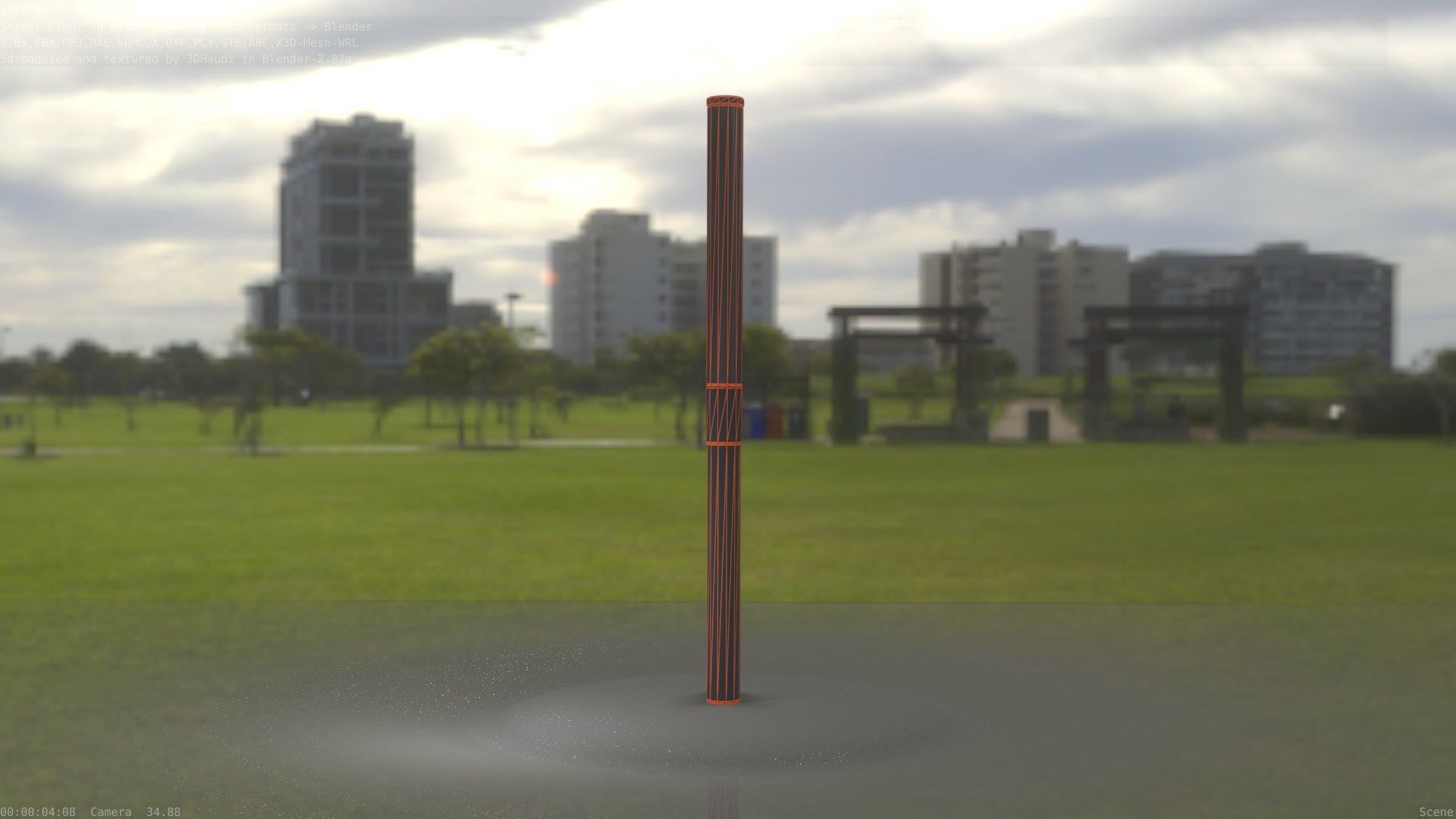 Street Light 10 Basic Low-Poly 315mm  Low-poly 3D model_7