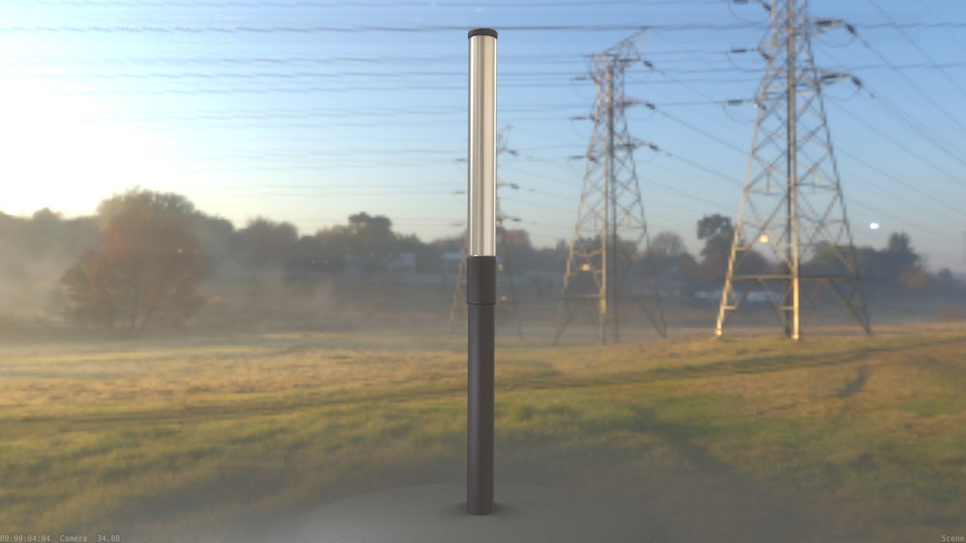 Street Light 10 Basic Low-Poly 315mm  Low-poly 3D model_3