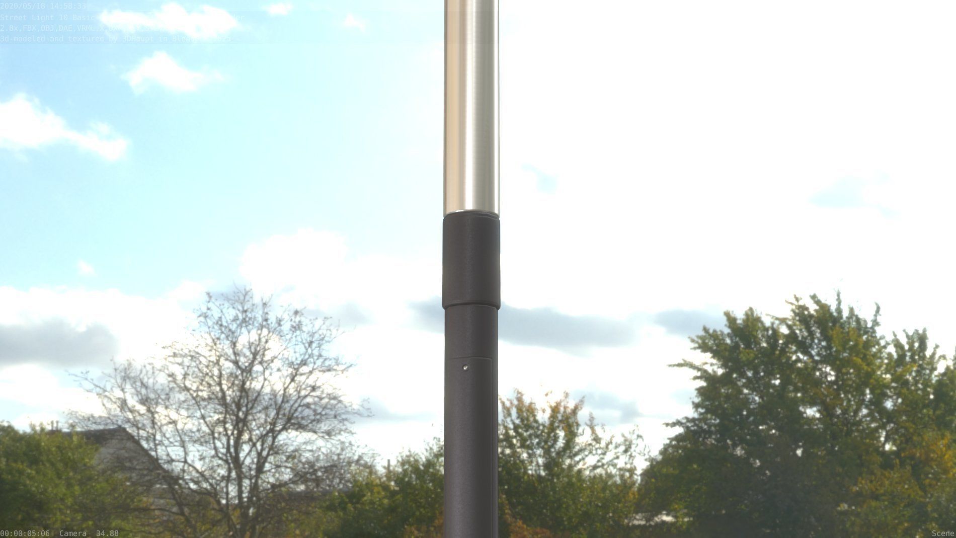 Street Light 10 Basic Low-Poly 315mm  Low-poly 3D model_1