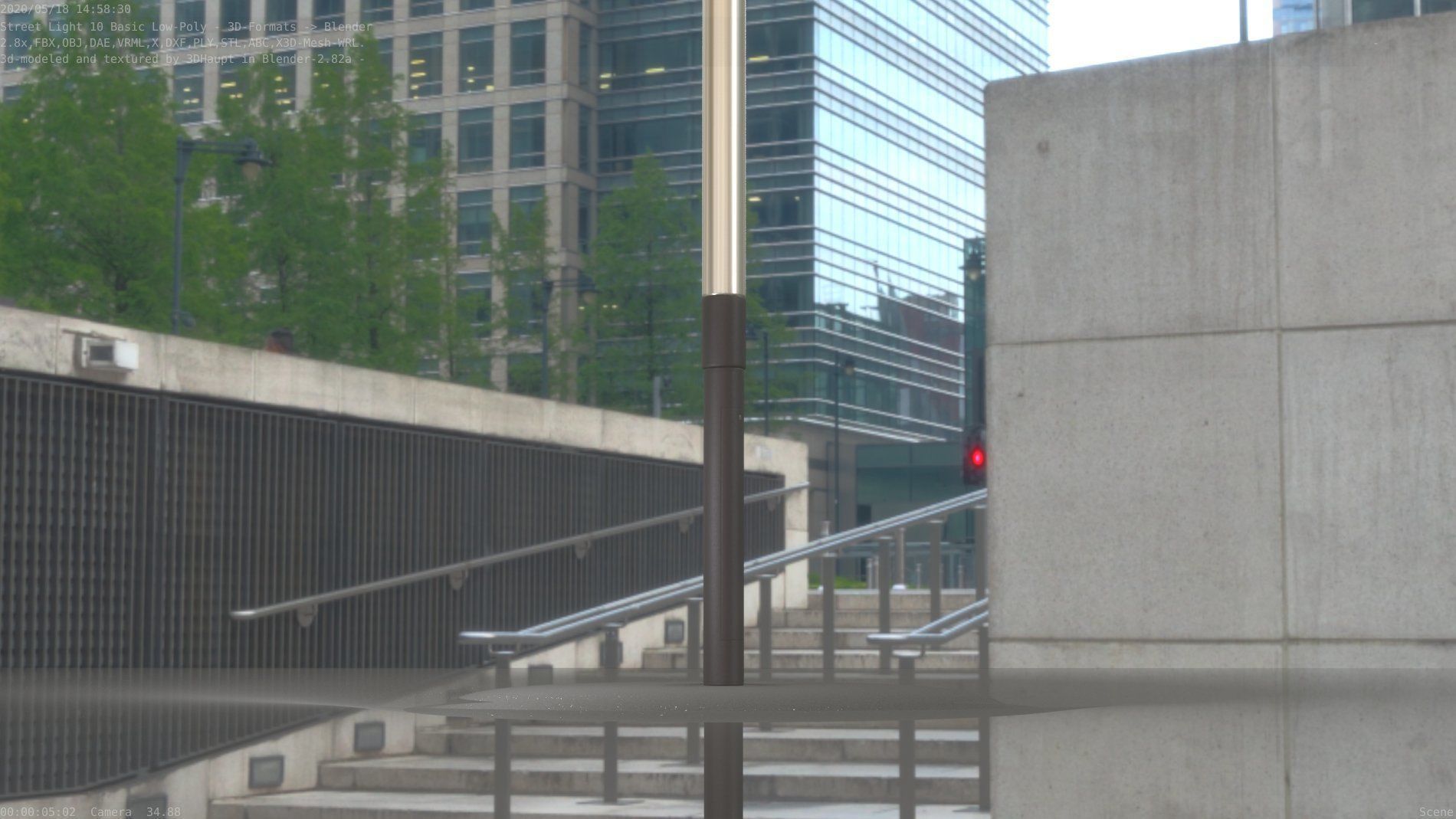 Street Light 10 Basic Low-Poly 315mm  Low-poly 3D model_23