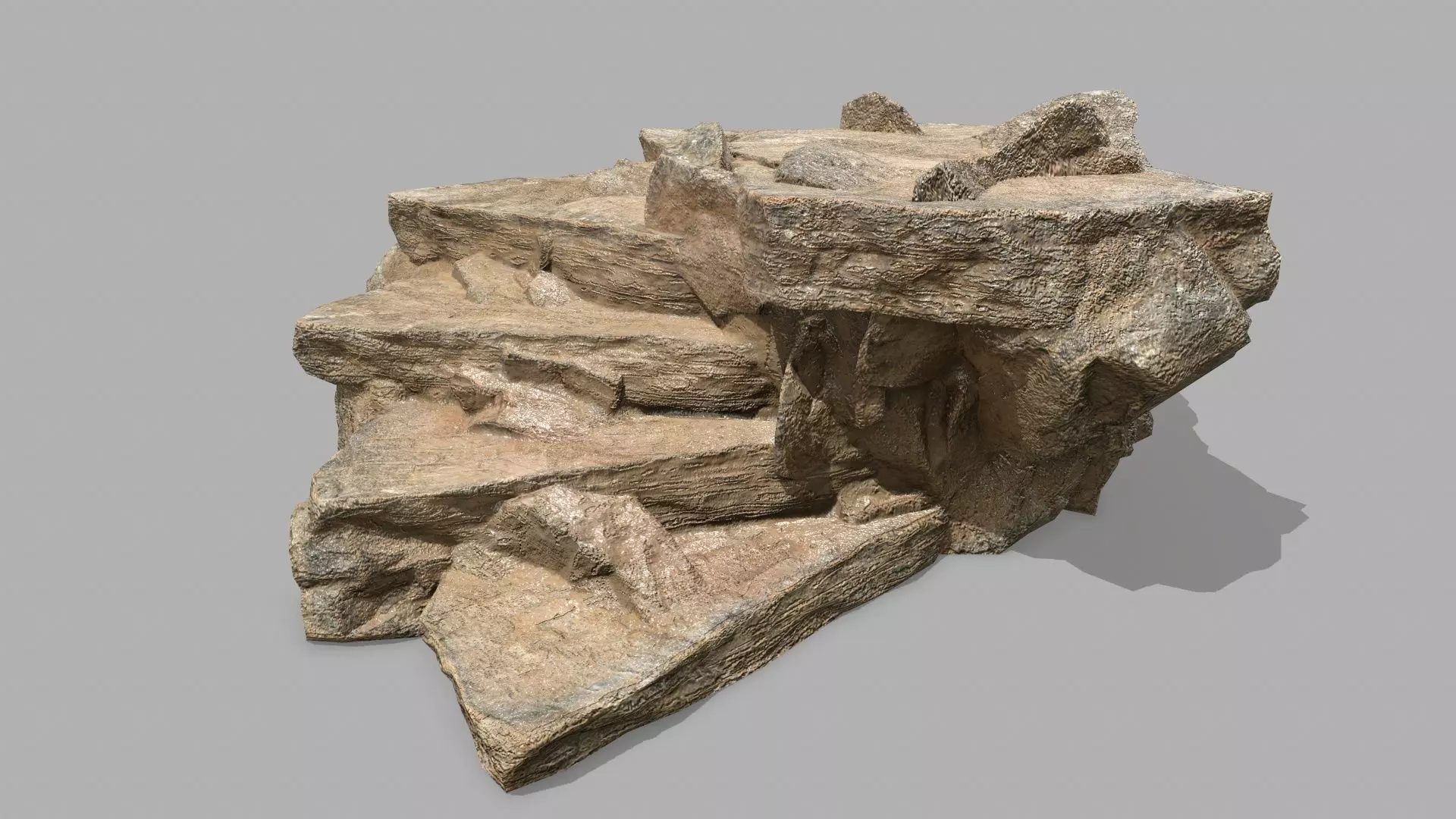Stair rock Low-poly 3D model_0