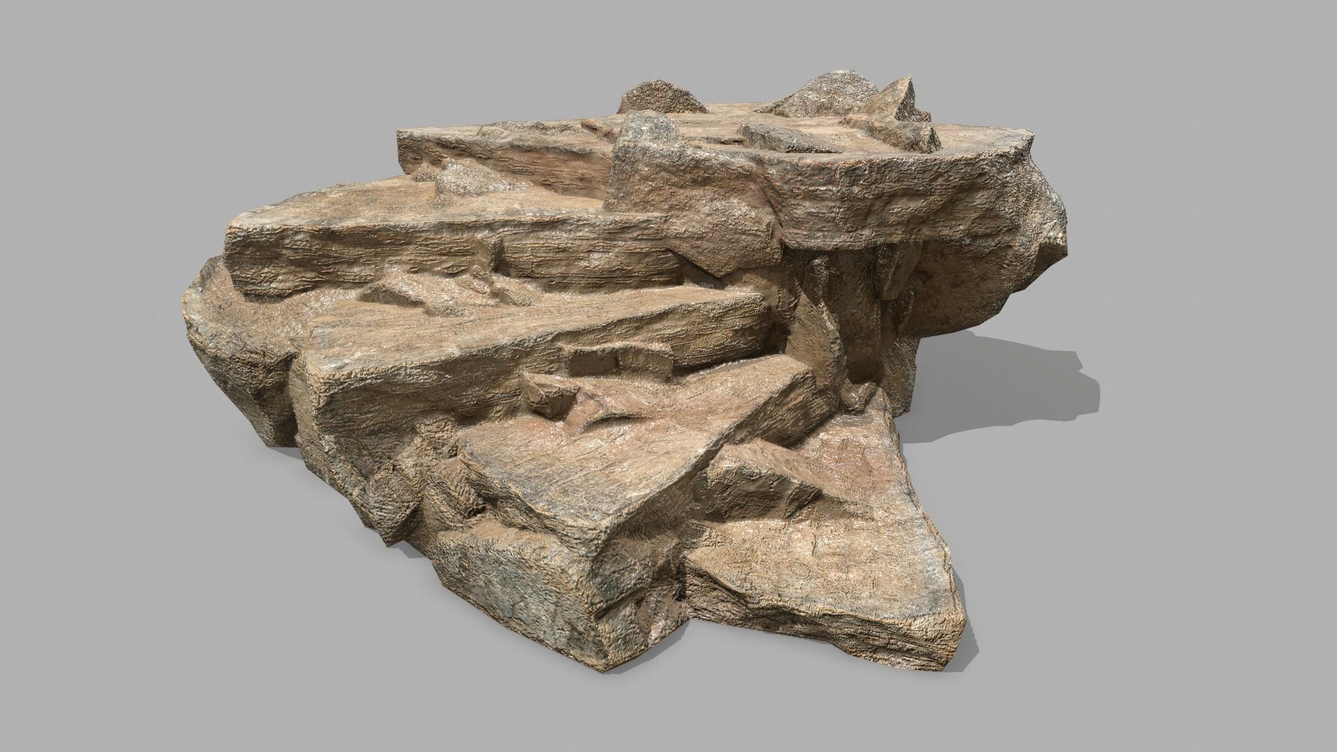 Stair rock Low-poly 3D model_2