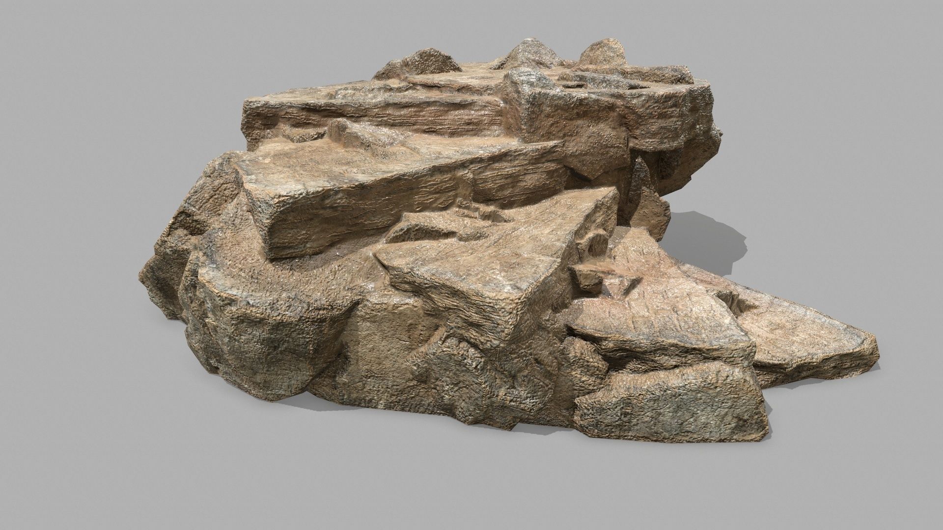 Stair rock Low-poly 3D model_3