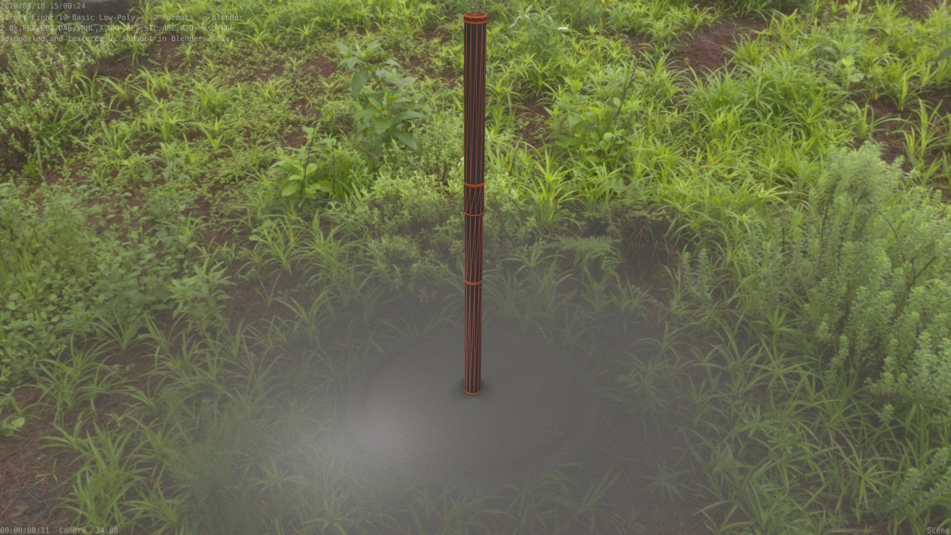 Street Light 10 Basic Low-Poly 390mm Low-poly 3D model_11