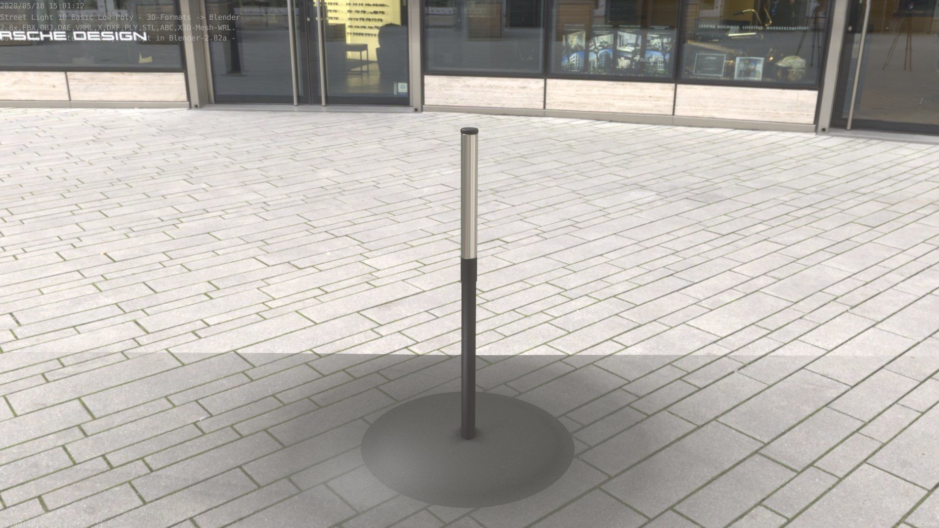 Street Light 10 Basic Low-Poly 390mm Low-poly 3D model_42