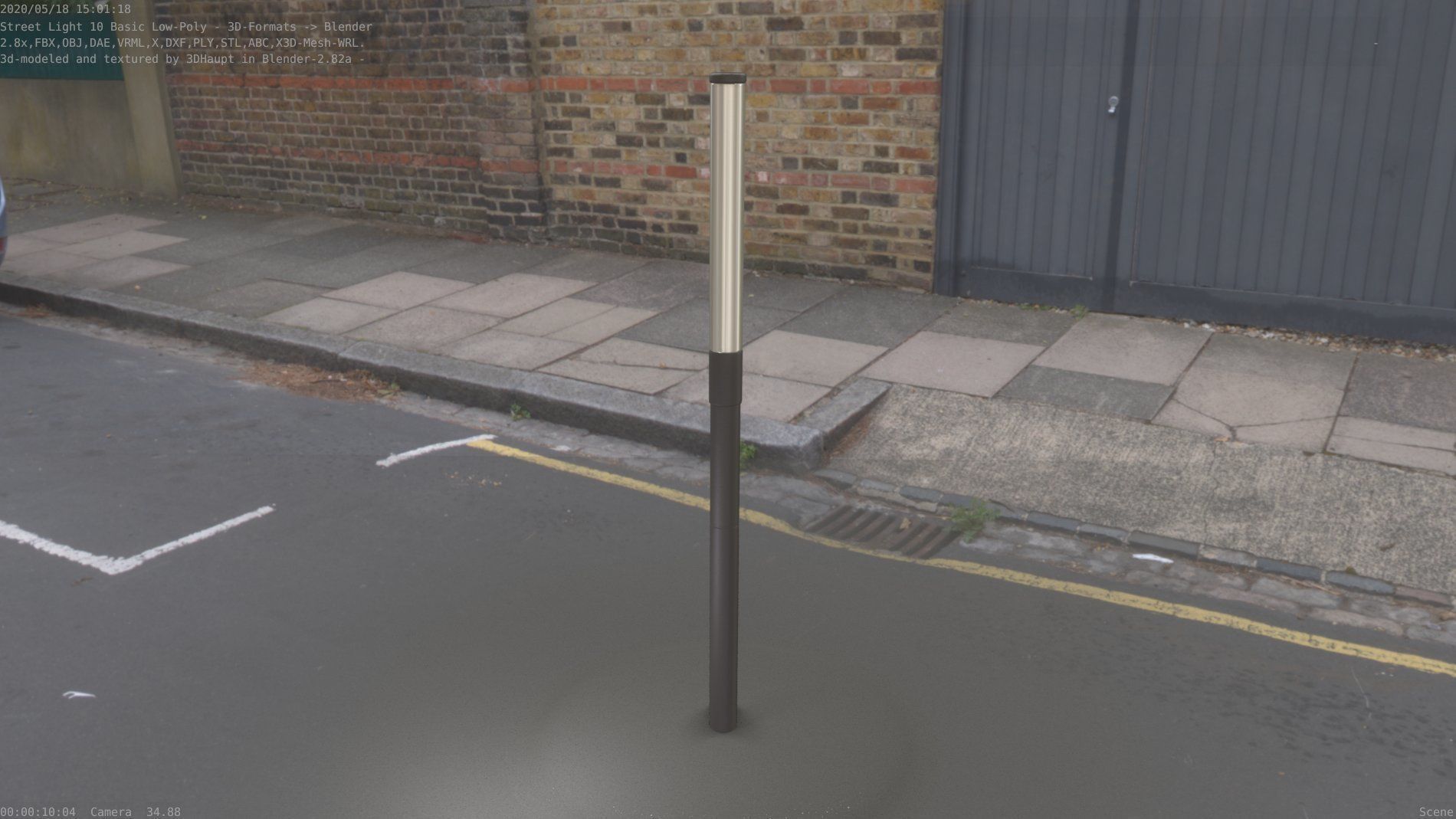 Street Light 10 Basic Low-Poly 390mm Low-poly 3D model_46
