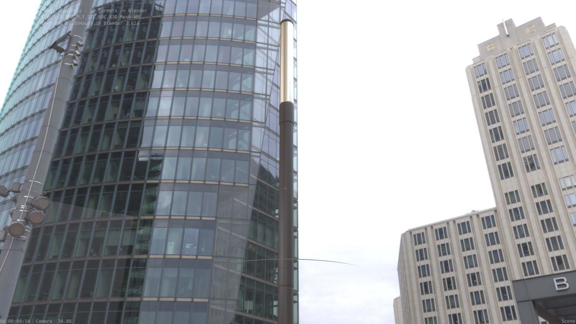 Street Light 10 Basic Low-Poly 390mm Low-poly 3D model_1