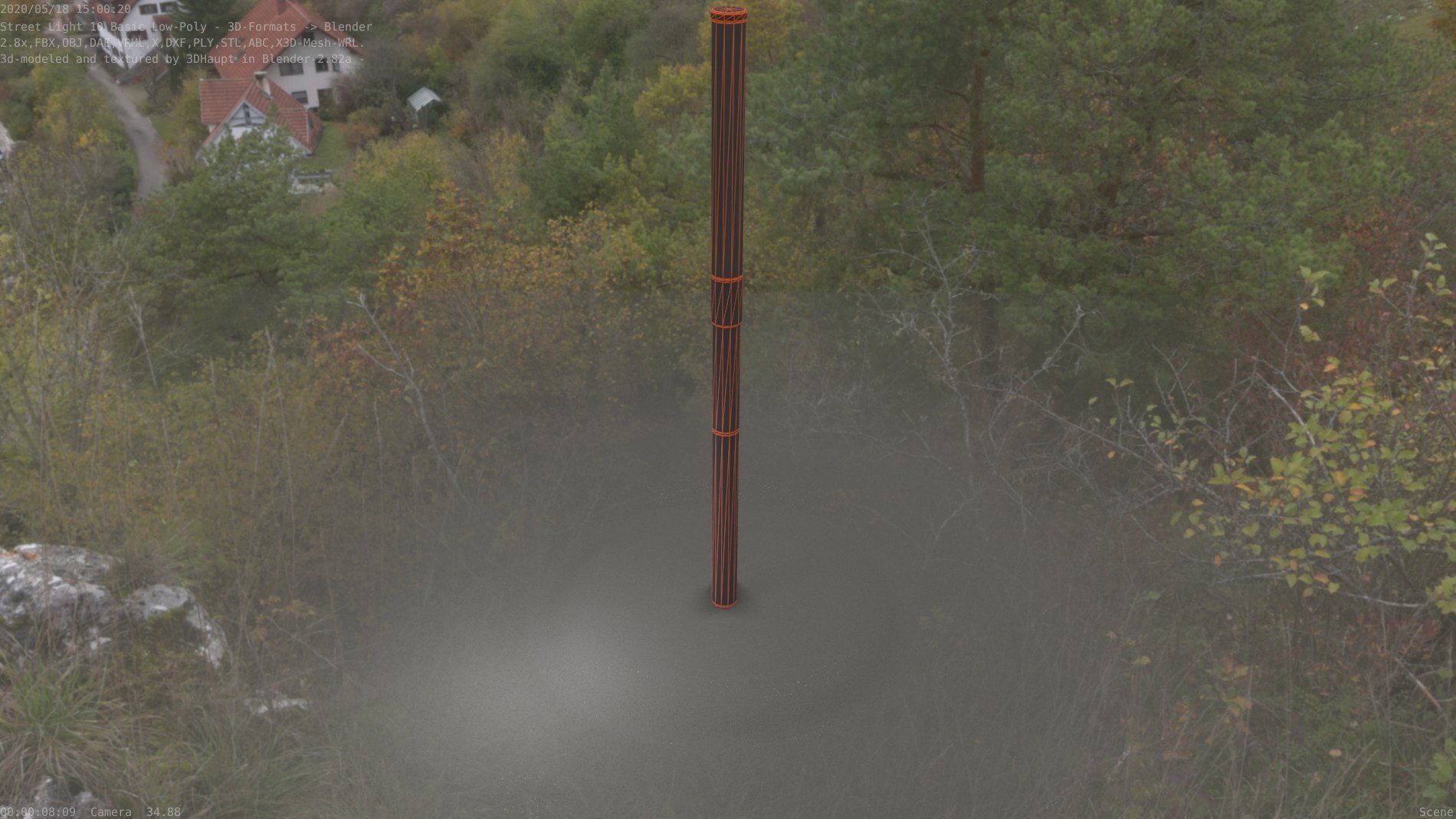 Street Light 10 Basic Low-Poly 390mm Low-poly 3D model_9