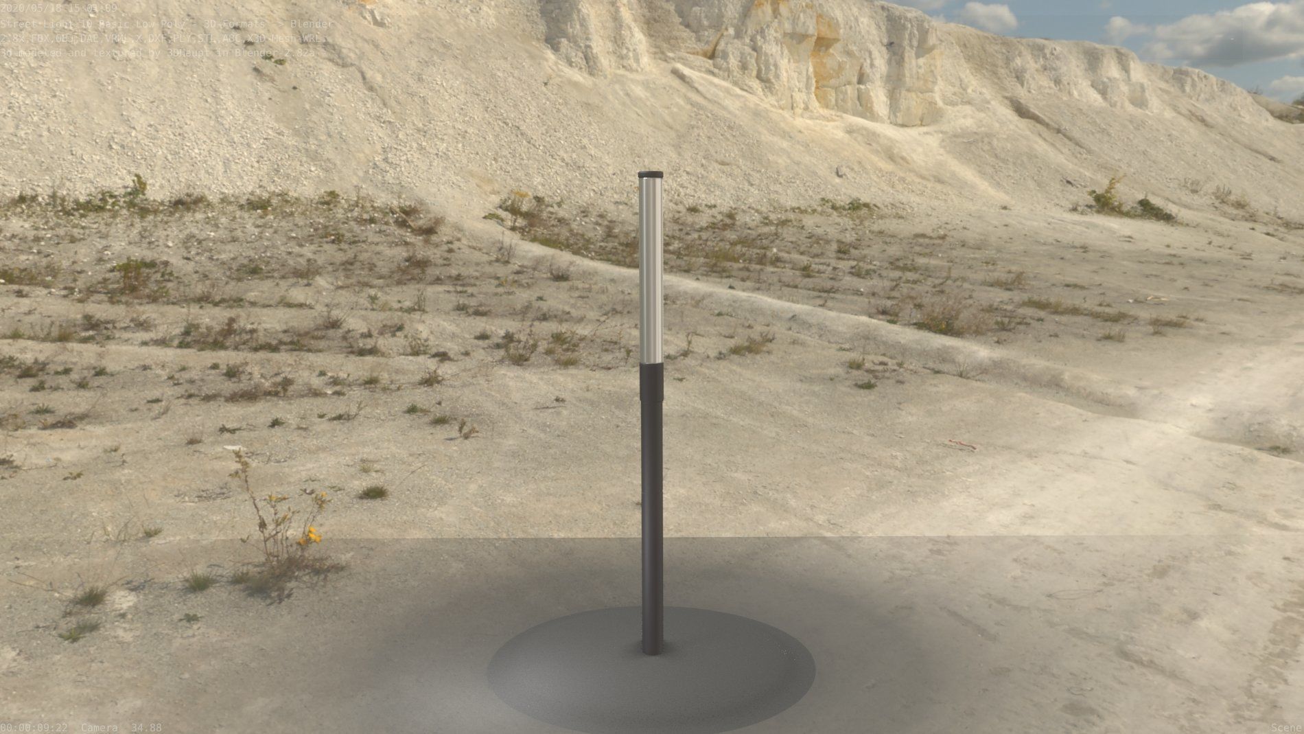 Street Light 10 Basic Low-Poly 390mm Low-poly 3D model_40