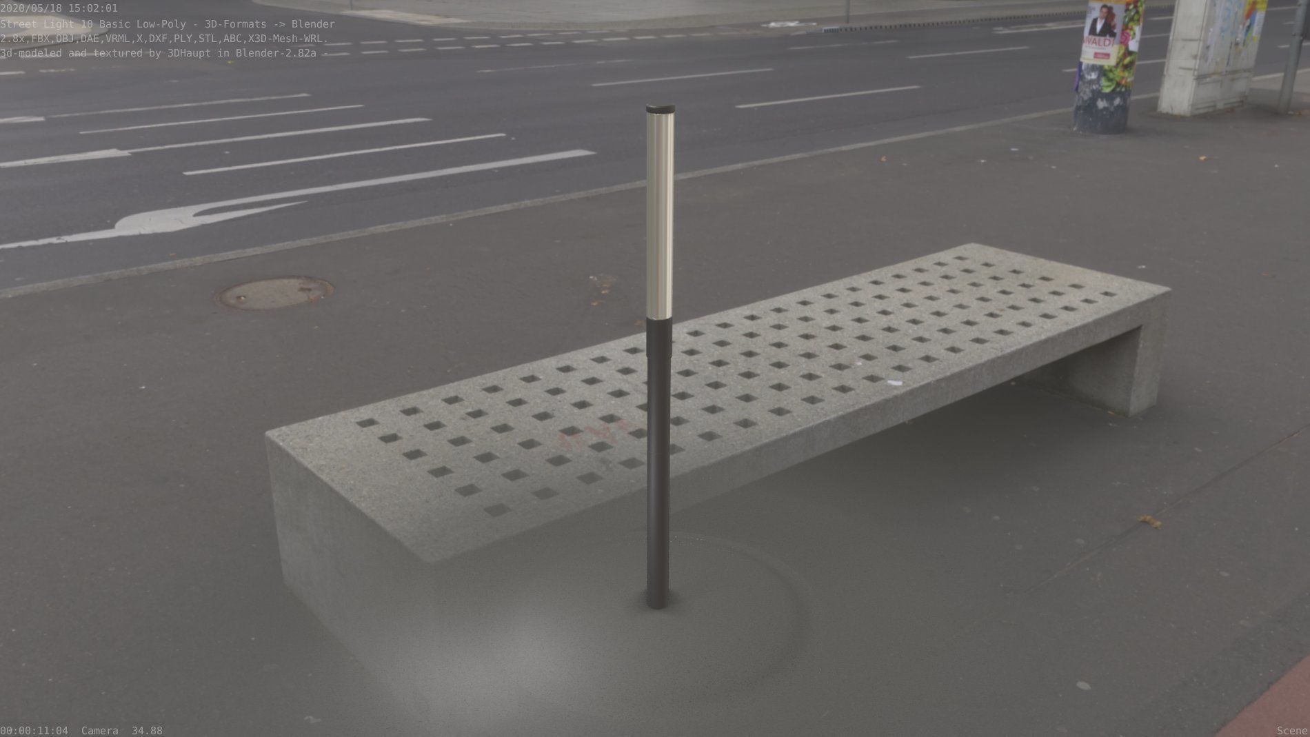 Street Light 10 Basic Low-Poly 390mm Low-poly 3D model_69