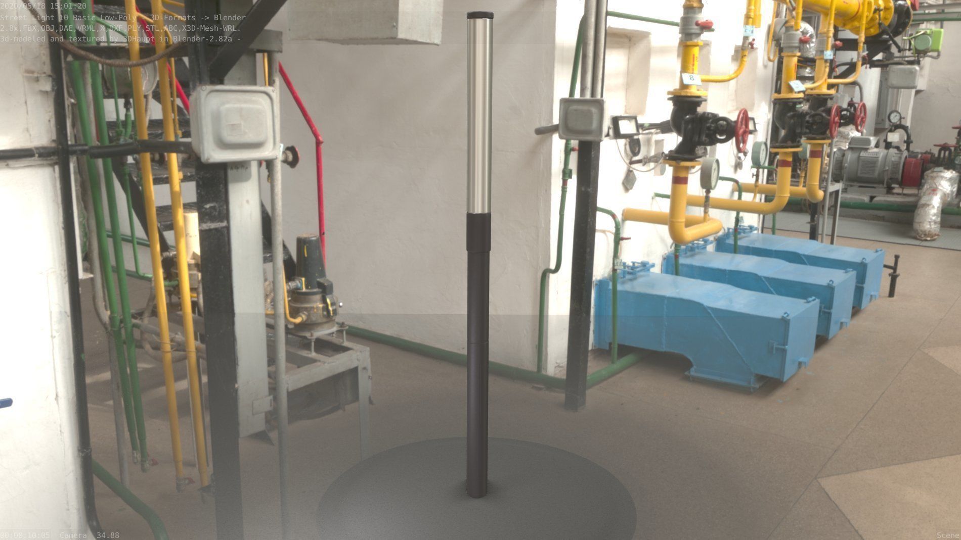 Street Light 10 Basic Low-Poly 390mm Low-poly 3D model_47