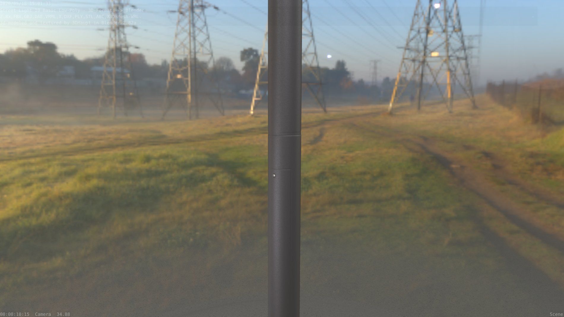 Street Light 10 Basic Low-Poly 390mm Low-poly 3D model_56