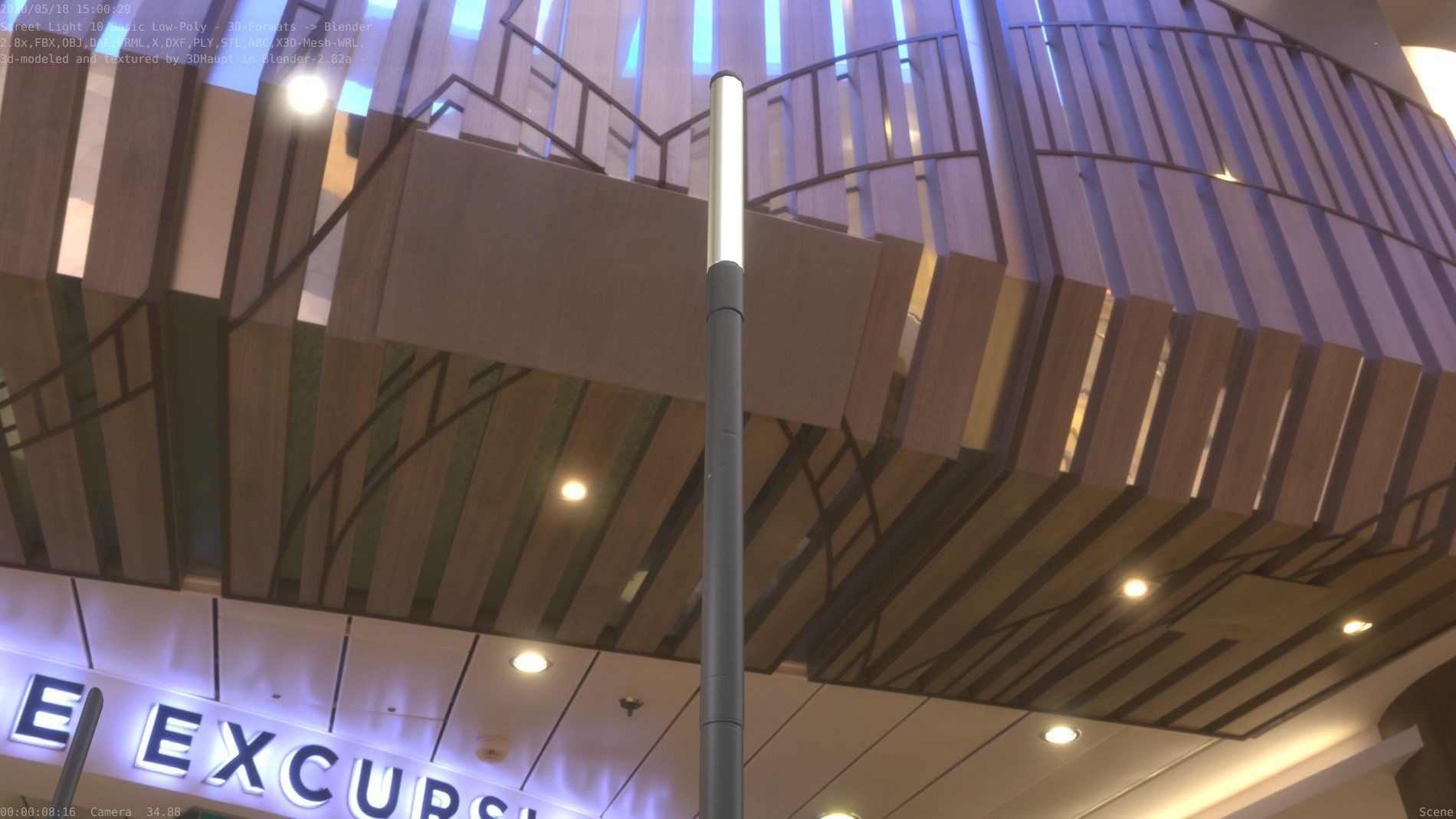 Street Light 10 Basic Low-Poly 390mm Low-poly 3D model_15