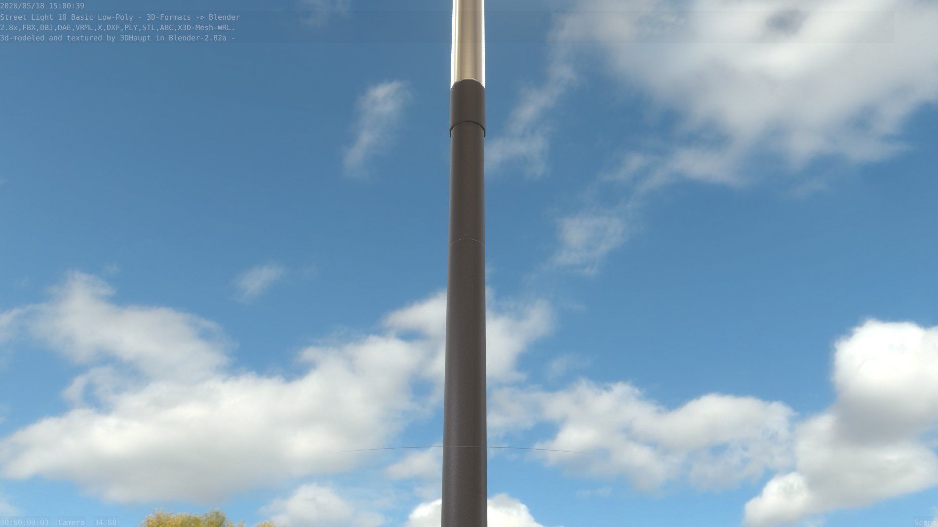 Street Light 10 Basic Low-Poly 390mm Low-poly 3D model_7