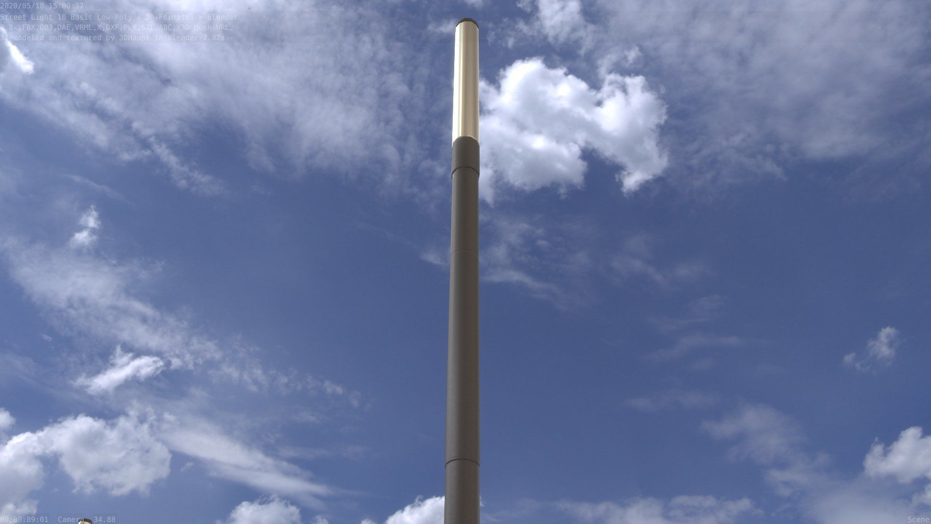 Street Light 10 Basic Low-Poly 390mm Low-poly 3D model_5
