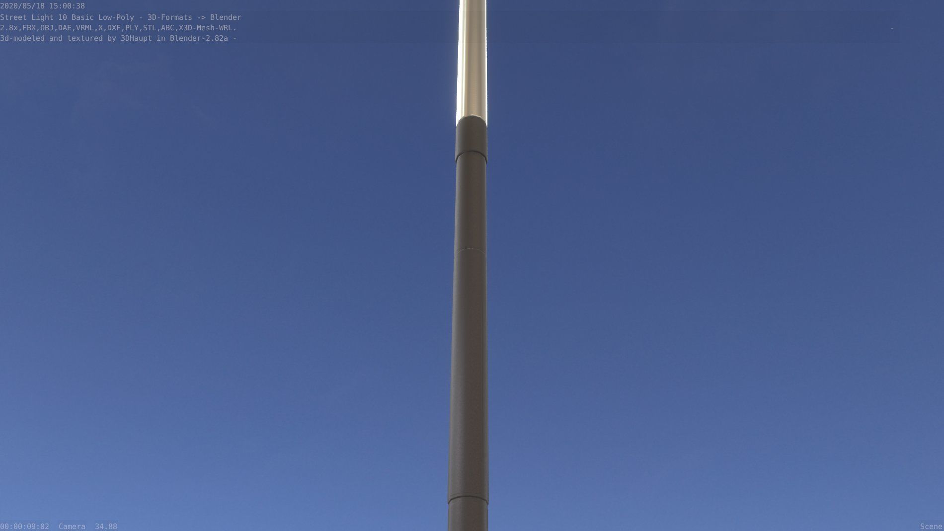 Street Light 10 Basic Low-Poly 390mm Low-poly 3D model_6
