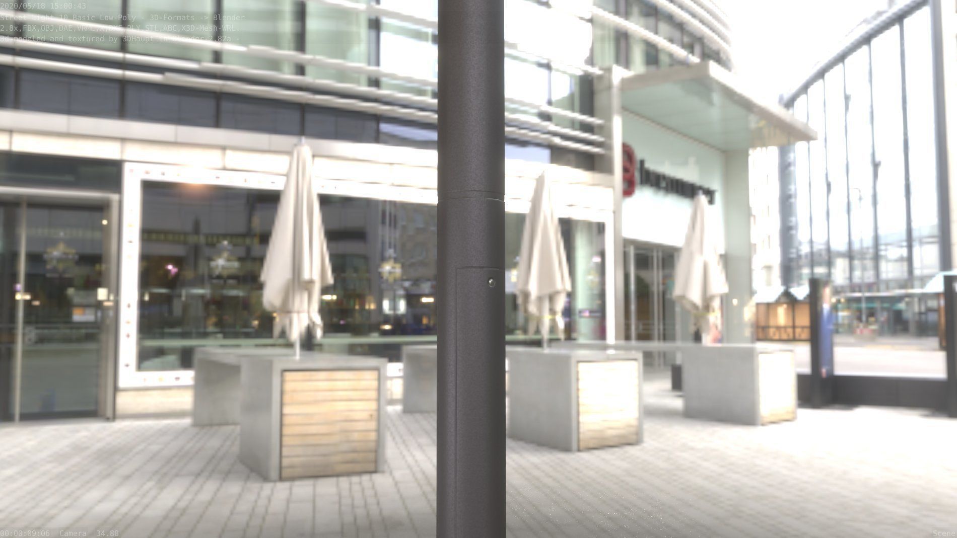 Street Light 10 Basic Low-Poly 390mm Low-poly 3D model_24