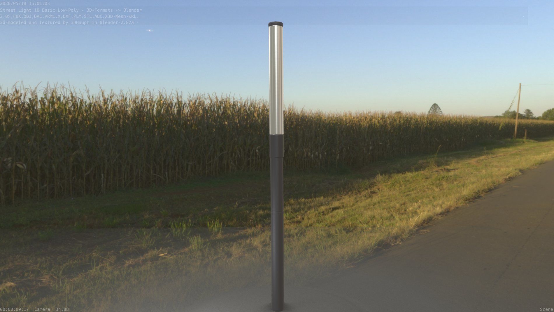 Street Light 10 Basic Low-Poly 390mm Low-poly 3D model_35