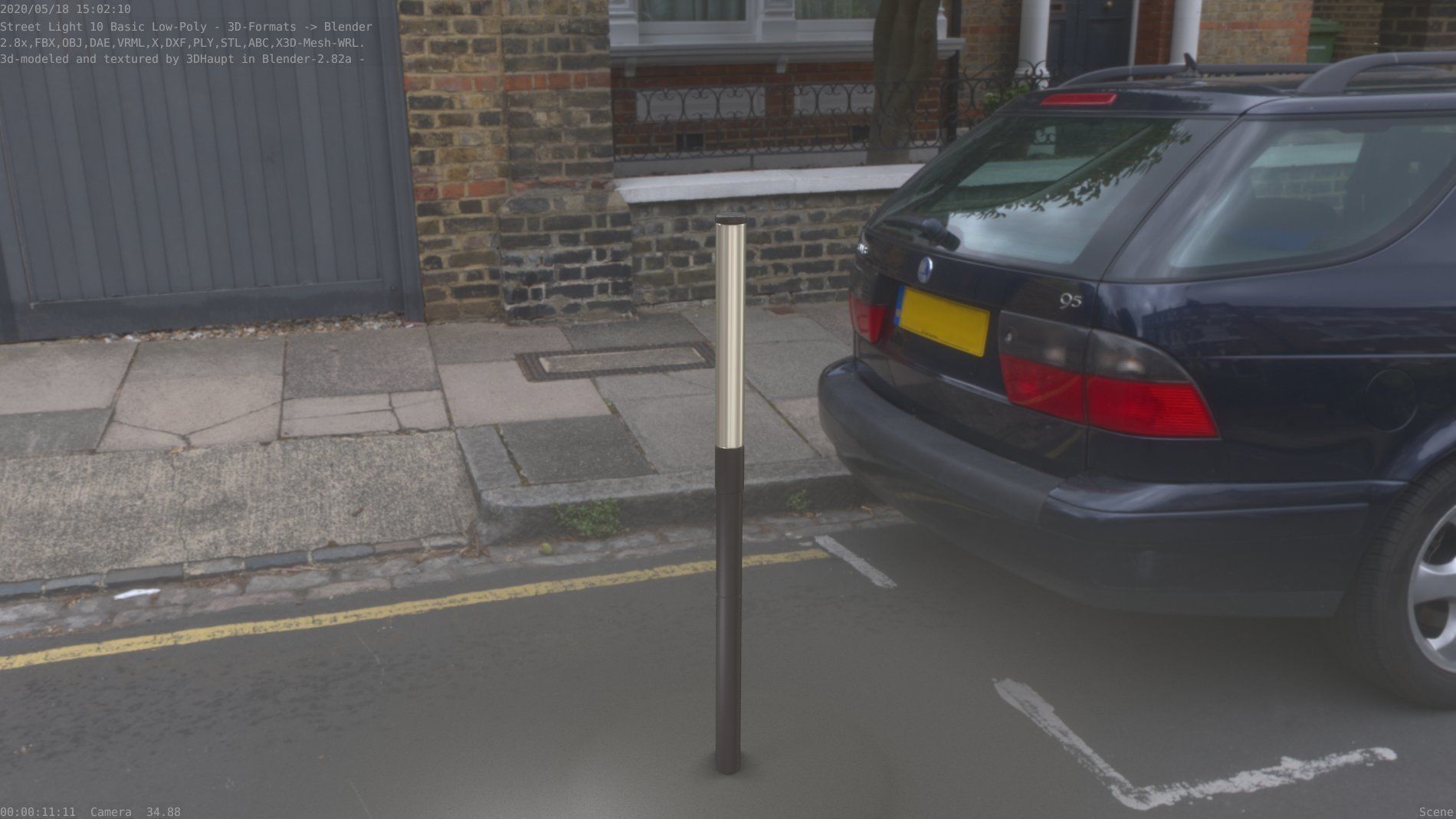 Street Light 10 Basic Low-Poly 390mm Low-poly 3D model_75